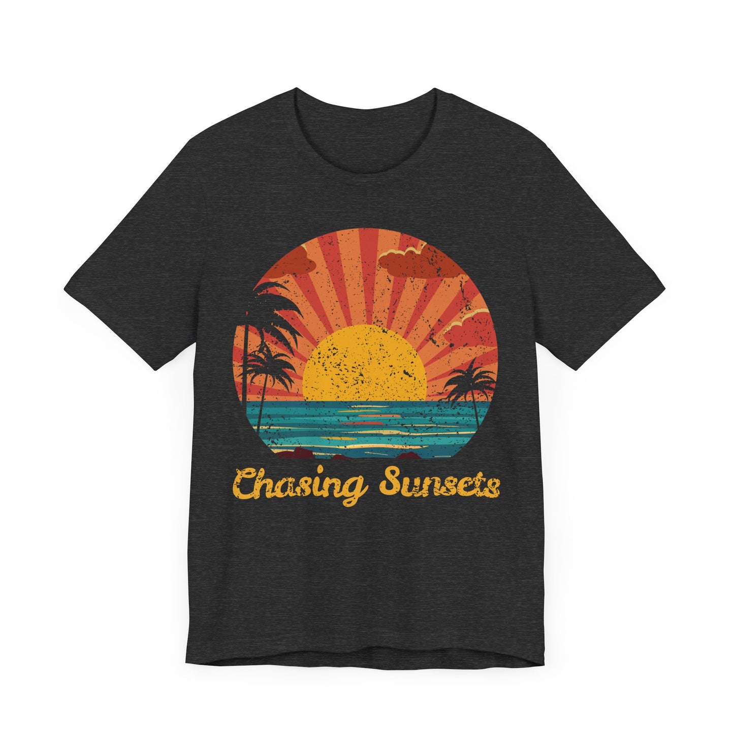 Chasing Sunsets Tee, Unisex Jersey Shirt, Summer Vibes Shirt, Beach Lover Gift, Vacation Tee, Sunset T-Shirt
