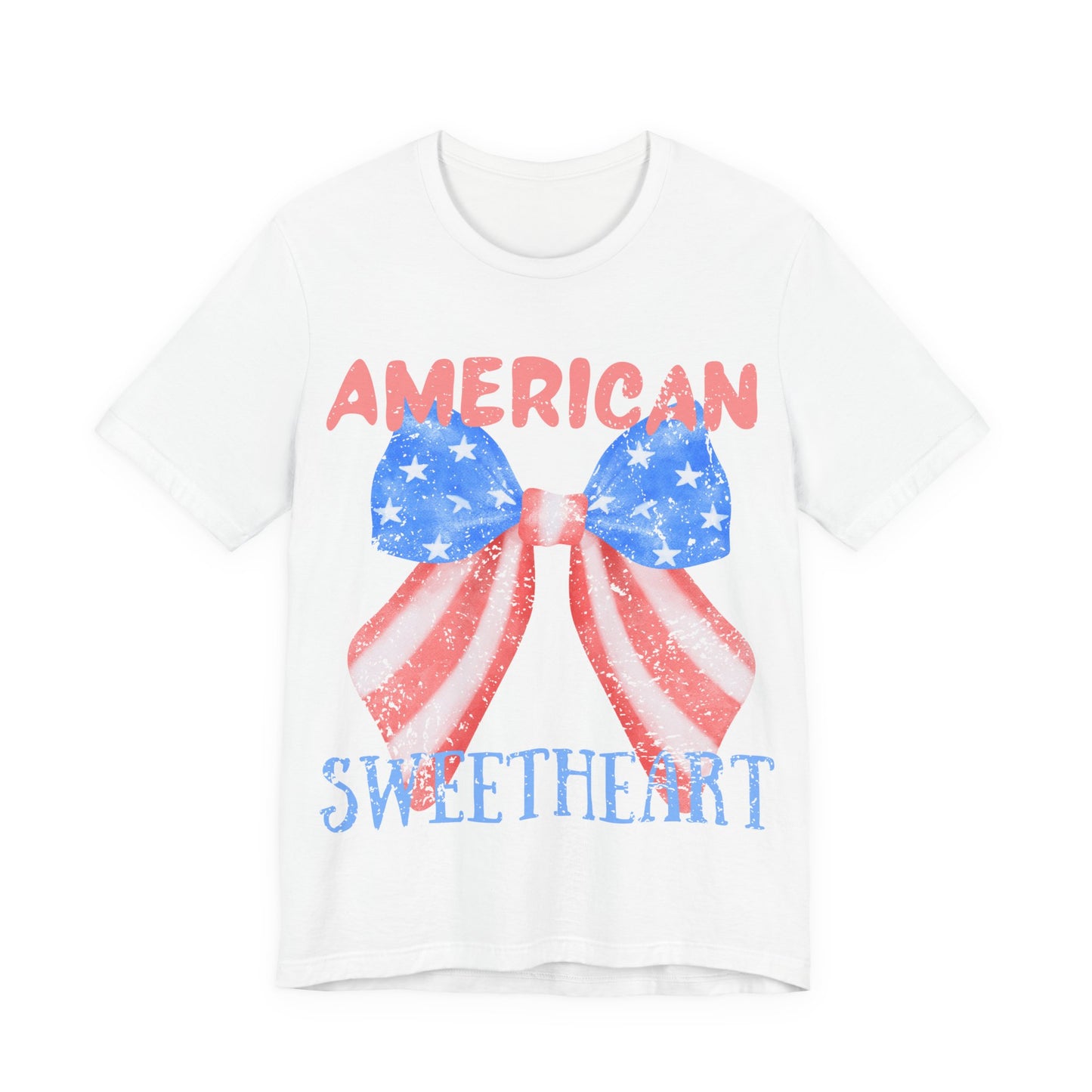 American Sweetheart Shirt, Patriotic Bow Tee, 4th of July Shirt for Women, Americana Tee, Cute USA Graphic T-Shirt, Retro July 4th Top