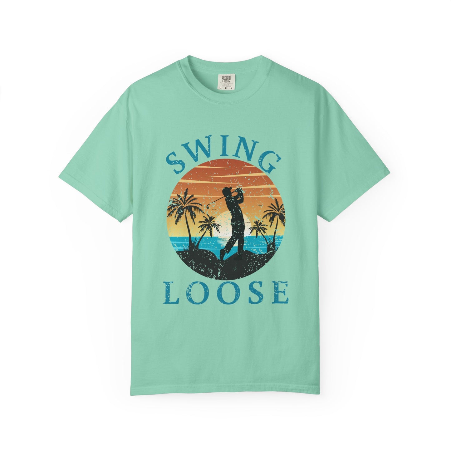 Swing Loose Shirt, Coastal Golf Tee, Beach Golf Shirt, Golf Vacation T-Shirt, Sunset Golf Graphic Tee, Golfer Gift