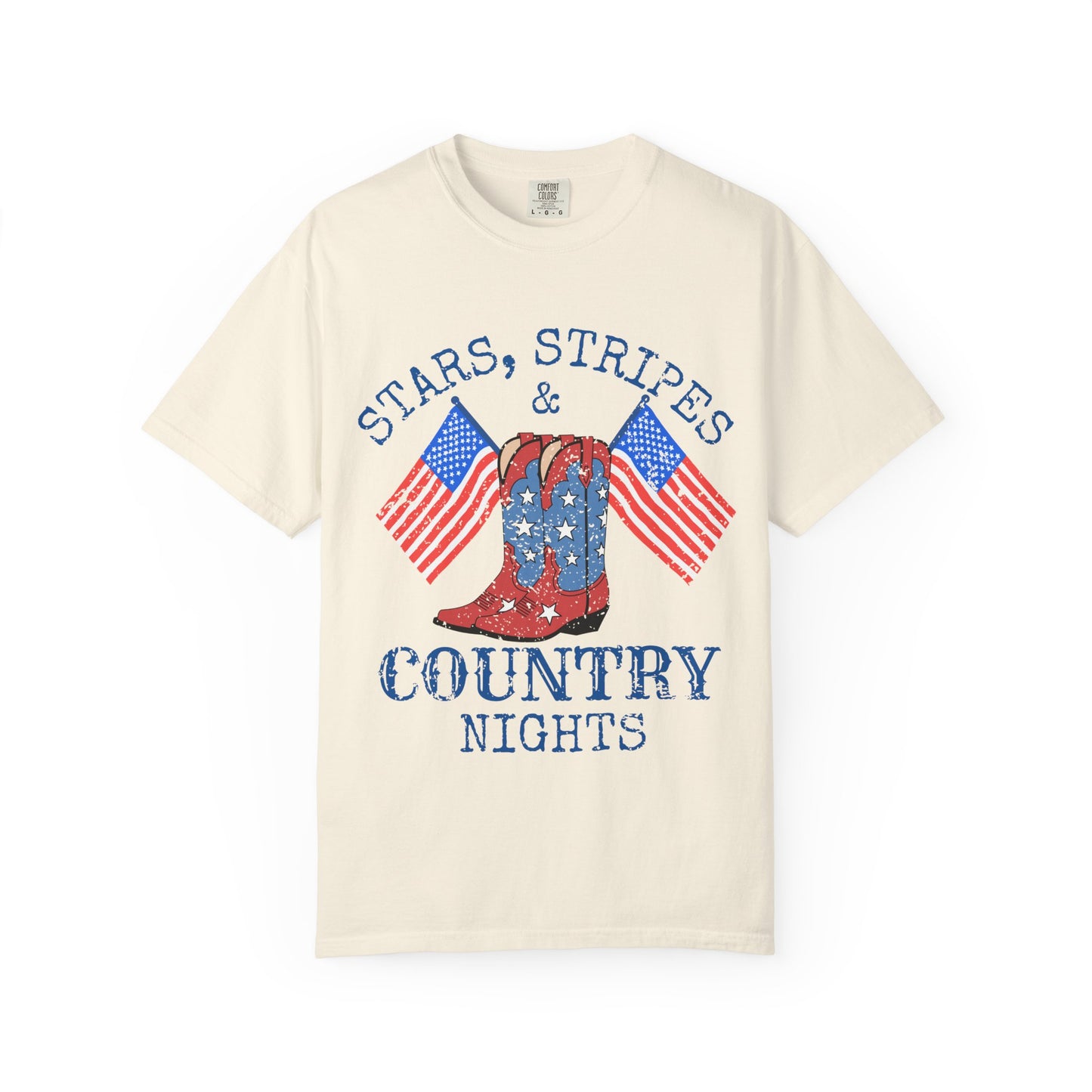 Stars Stripes & Country Nights Shirt, Patriotic Country Shirt, 4th of July Tee, Cowgirl Boots Shirt, Americana Western Tee