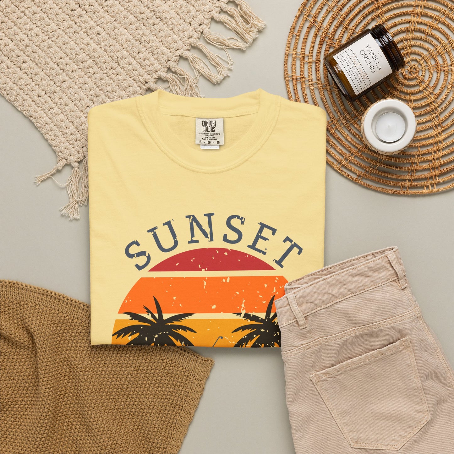 Sunset Tee Time Shirt, Coastal Golf Tee, Beach Golf Shirt, Golf Vacation T-Shirt, Sunset Golfer Gift, Golf Lifestyle Apparel