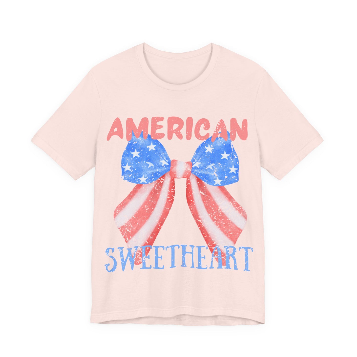 American Sweetheart Shirt, Patriotic Bow Tee, 4th of July Shirt for Women, Americana Tee, Cute USA Graphic T-Shirt, Retro July 4th Top