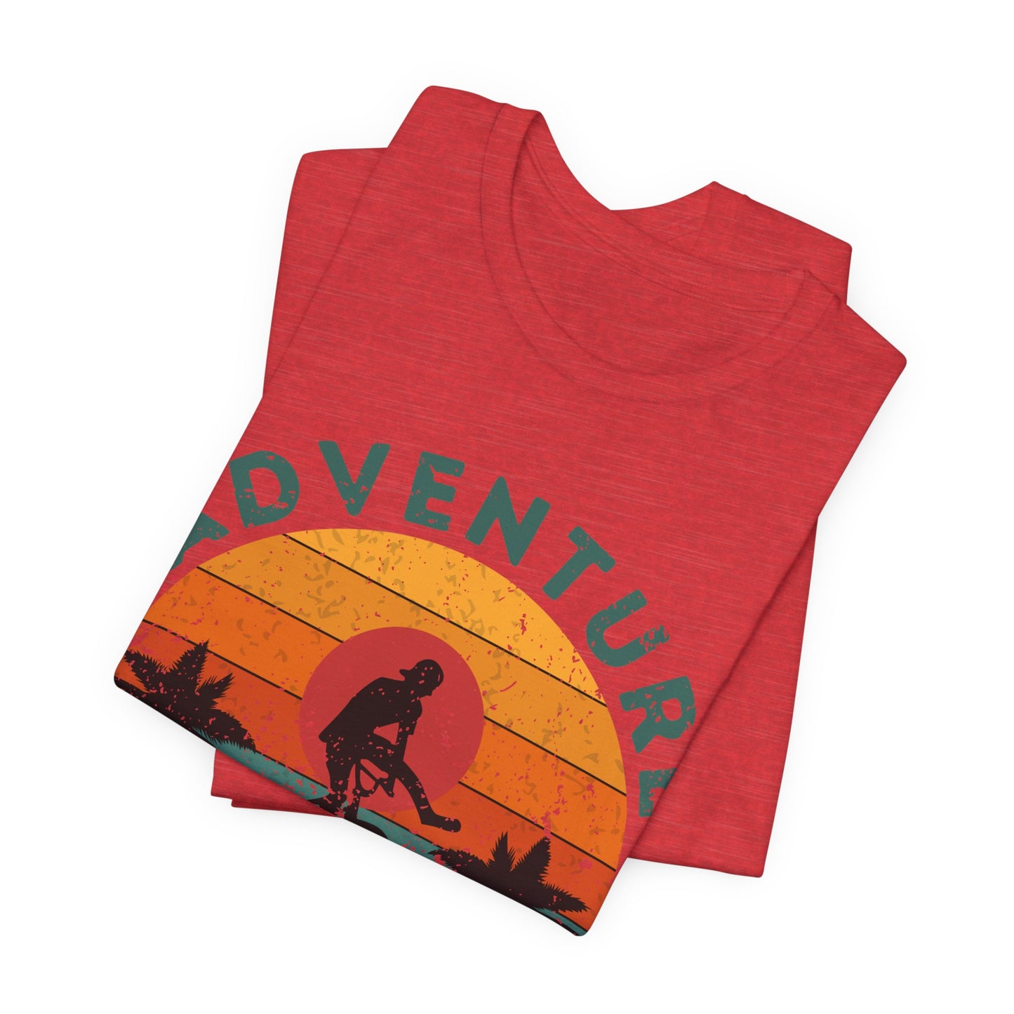 Adventure Awaits Bike Shirt, Retro Cycling Tee, Mountain Bike Shirt, Outdoor Adventure Shirt, Vintage Sunset Biker Tee, Hiking Travel Shirt
