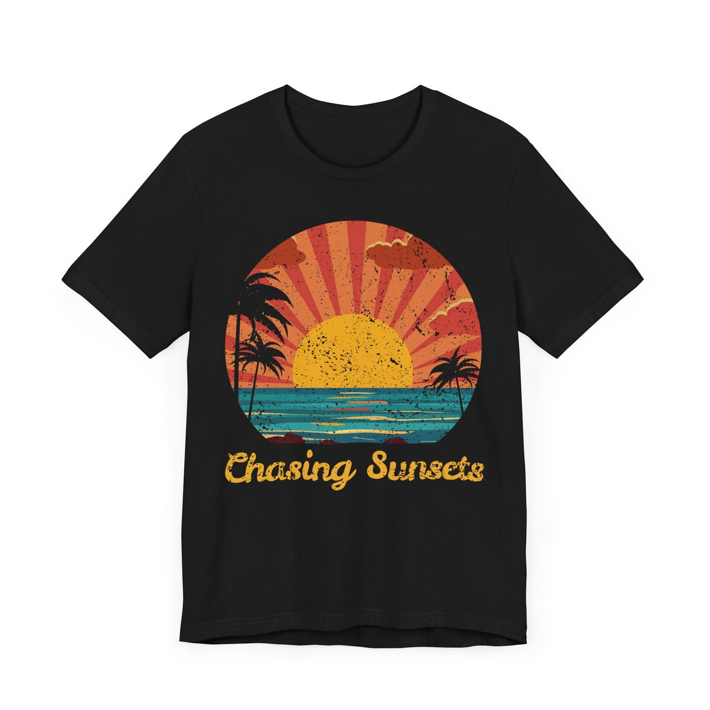 Chasing Sunsets Tee, Unisex Jersey Shirt, Summer Vibes Shirt, Beach Lover Gift, Vacation Tee, Sunset T-Shirt