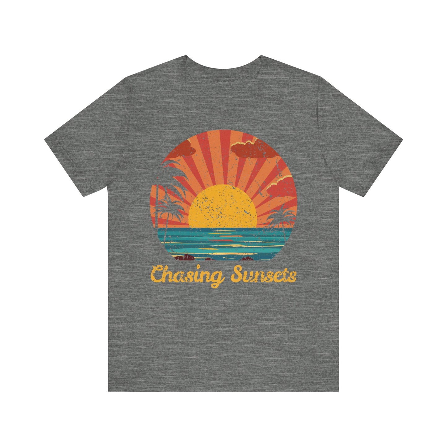 Chasing Sunsets Tee, Unisex Jersey Shirt, Summer Vibes Shirt, Beach Lover Gift, Vacation Tee, Sunset T-Shirt