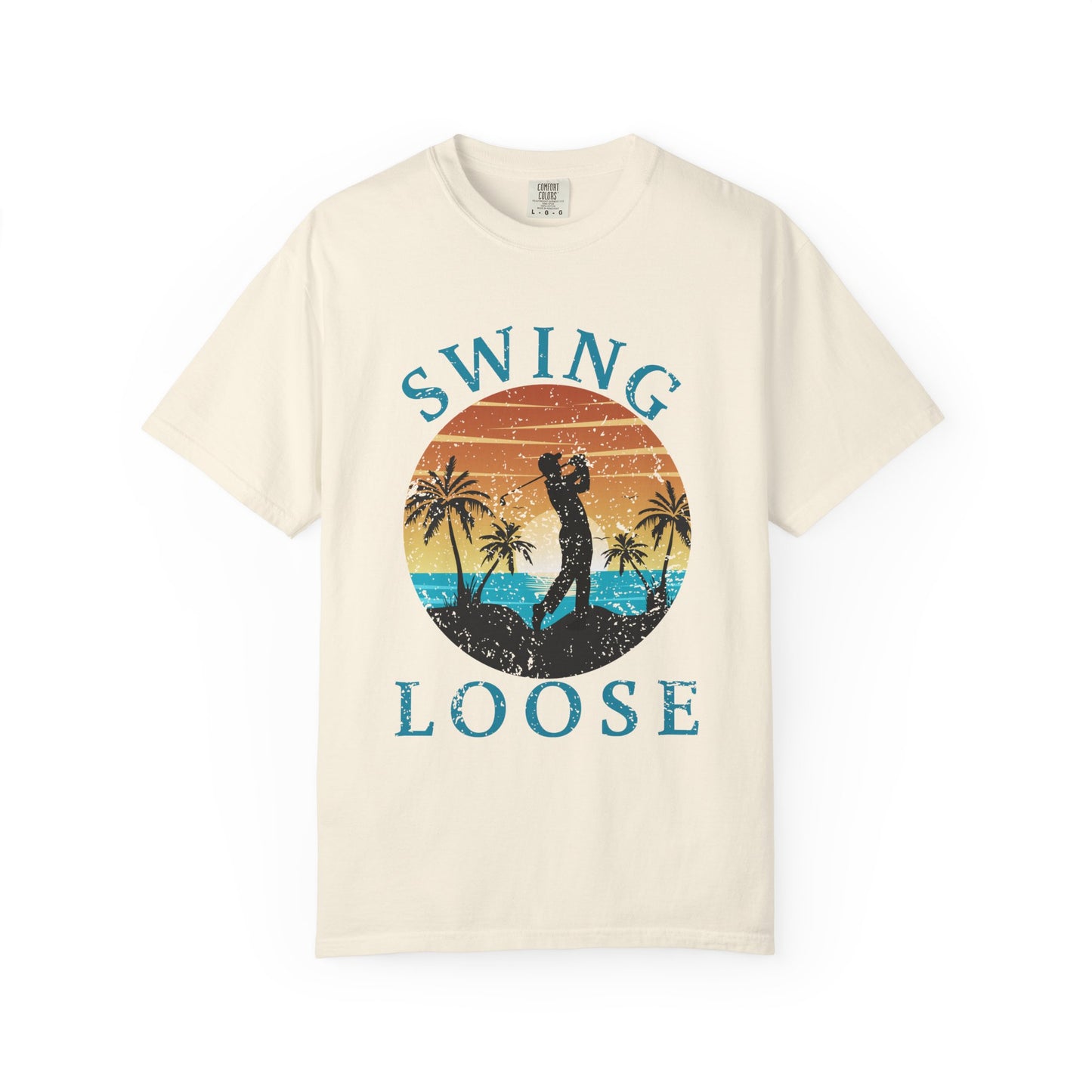 Swing Loose Shirt, Coastal Golf Tee, Beach Golf Shirt, Golf Vacation T-Shirt, Sunset Golf Graphic Tee, Golfer Gift