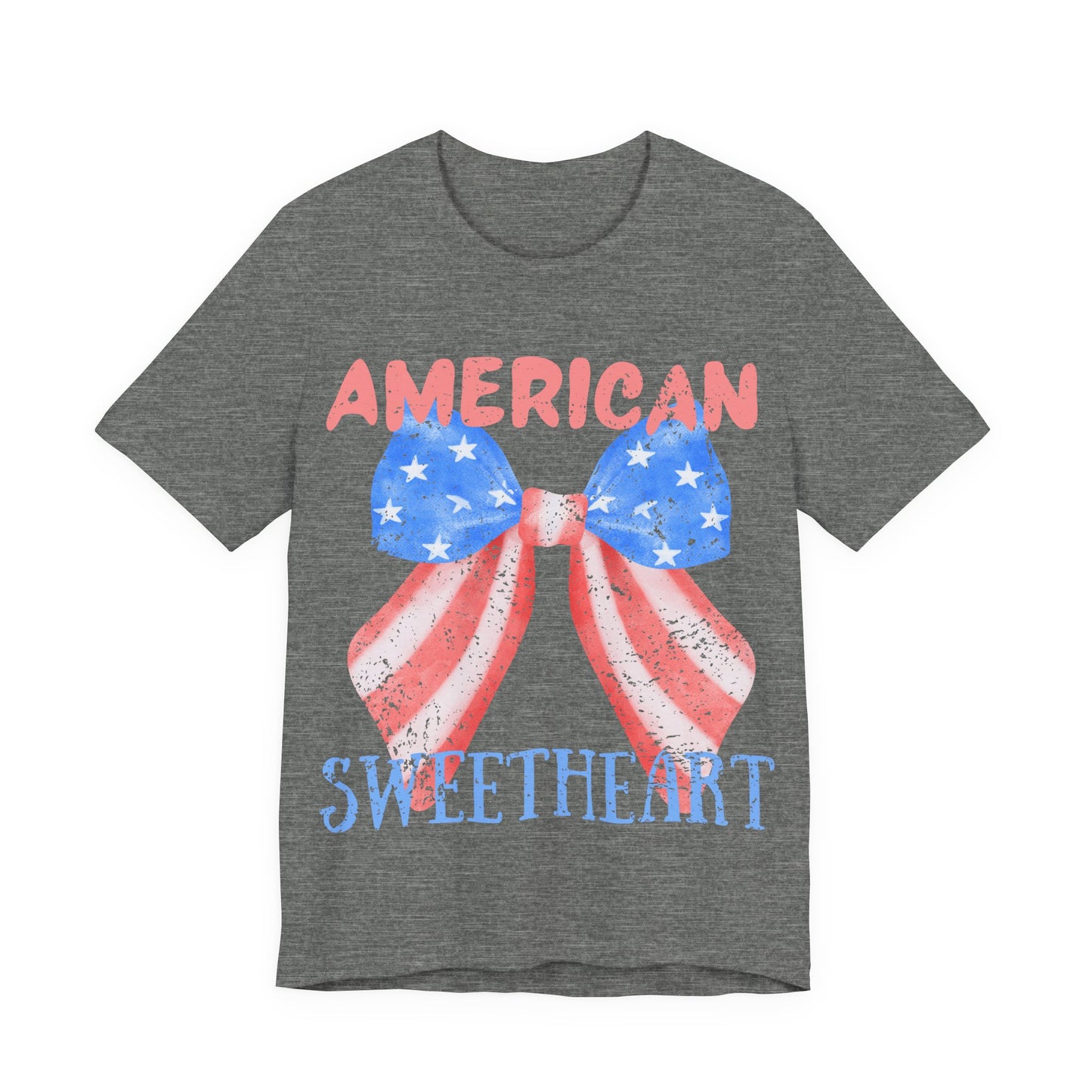 American Sweetheart Shirt, Patriotic Bow Tee, 4th of July Shirt for Women, Americana Tee, Cute USA Graphic T-Shirt, Retro July 4th Top