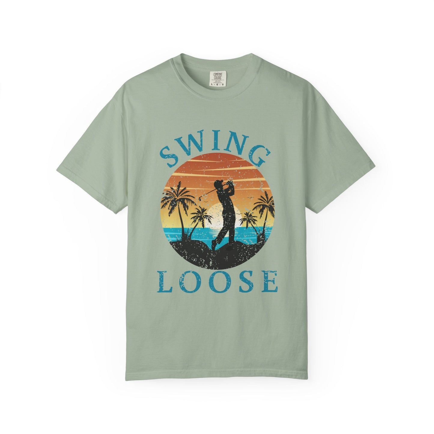 Swing Loose Shirt, Coastal Golf Tee, Beach Golf Shirt, Golf Vacation T-Shirt, Sunset Golf Graphic Tee, Golfer Gift