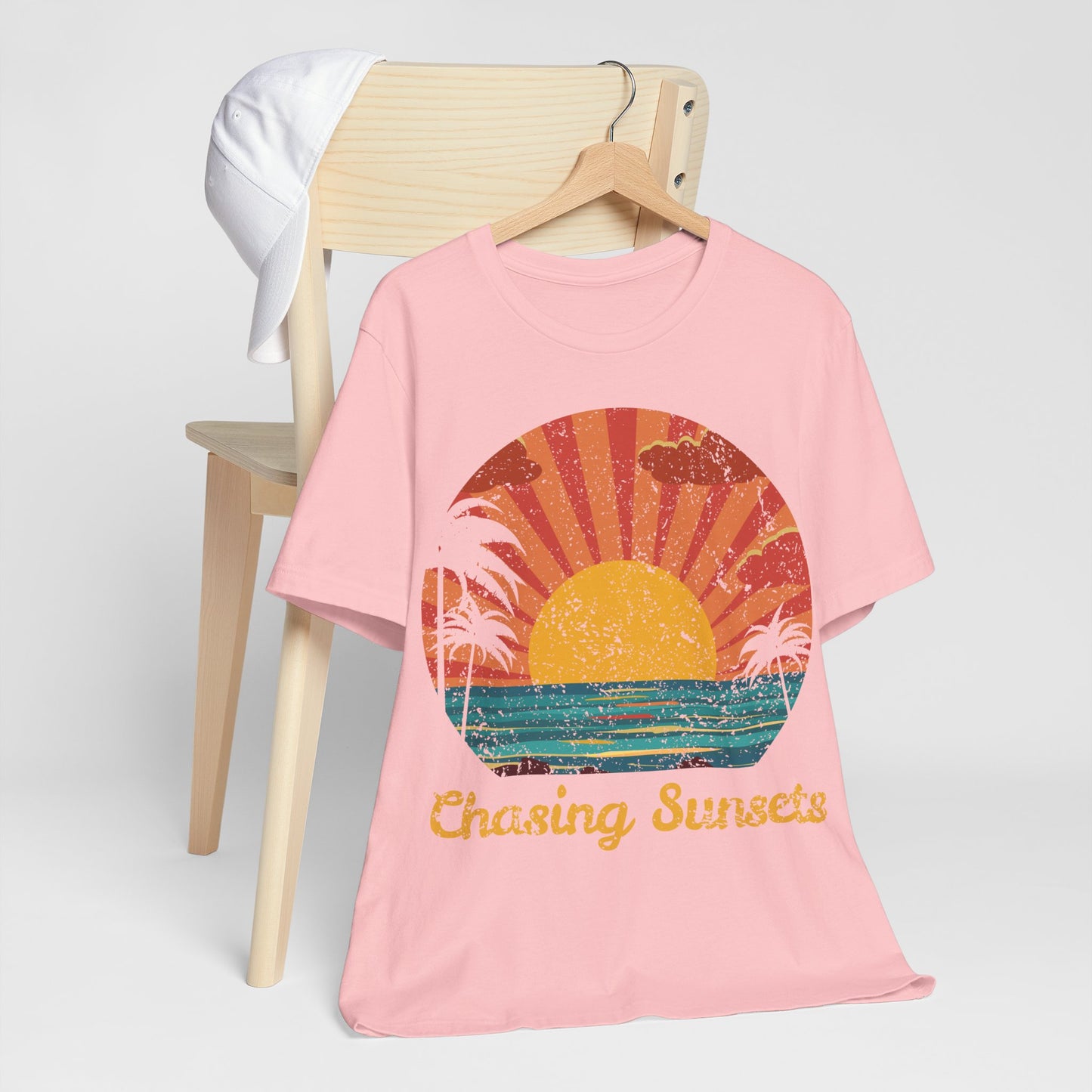 Chasing Sunsets Shirt, Retro Beach Sunset Tee, Coastal Summer Shirt, Ocean Graphic Tee, Vacation Shirt, Beach Lover Tee