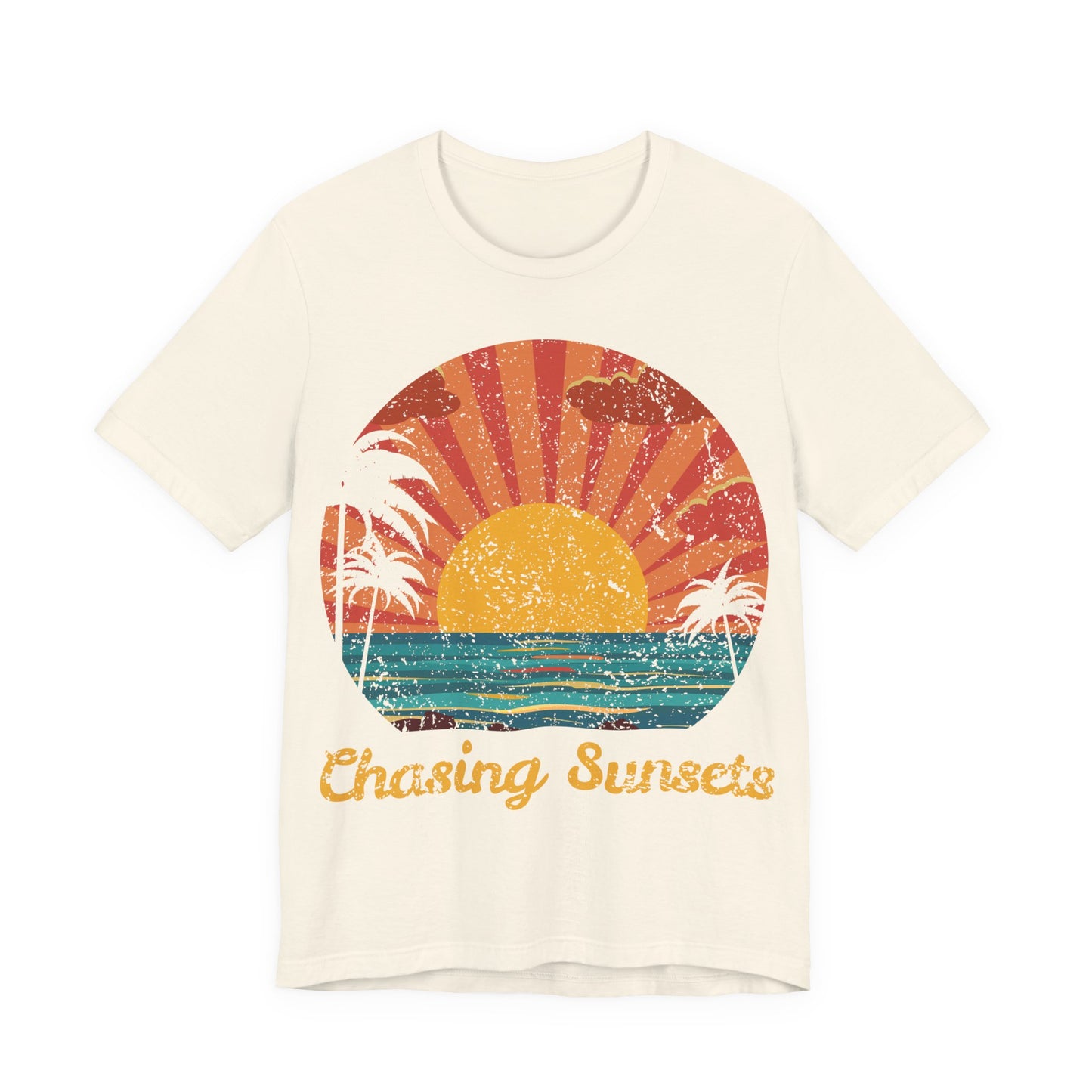 Chasing Sunsets Shirt, Retro Beach Sunset Tee, Coastal Summer Shirt, Ocean Graphic Tee, Vacation Shirt, Beach Lover Tee