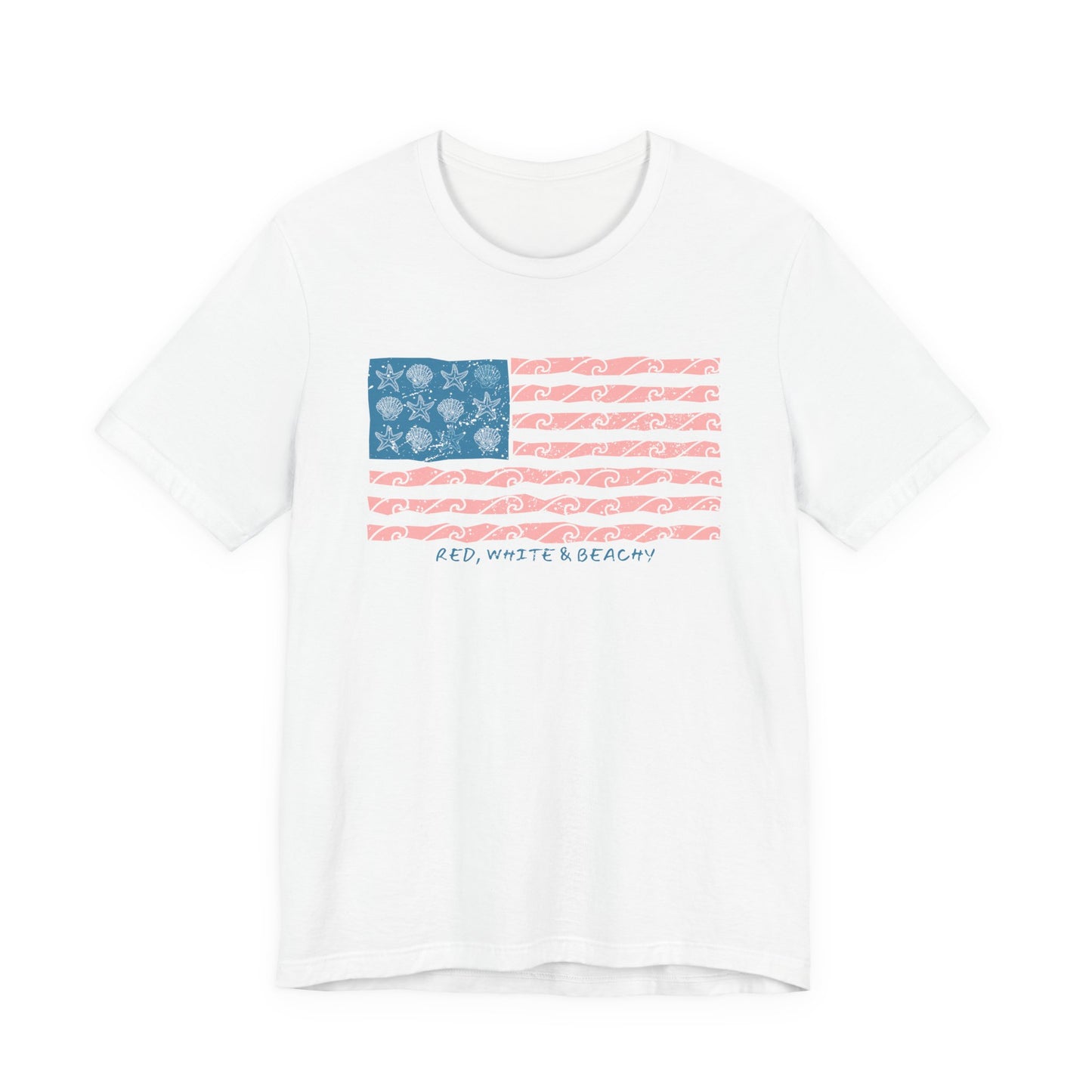 Red, White & Beachy, Vintage American Flag Shirt, Patriotic USA Tee, 4th of July Shirt, Independence Day Outfit, Retro USA Graphic Tee