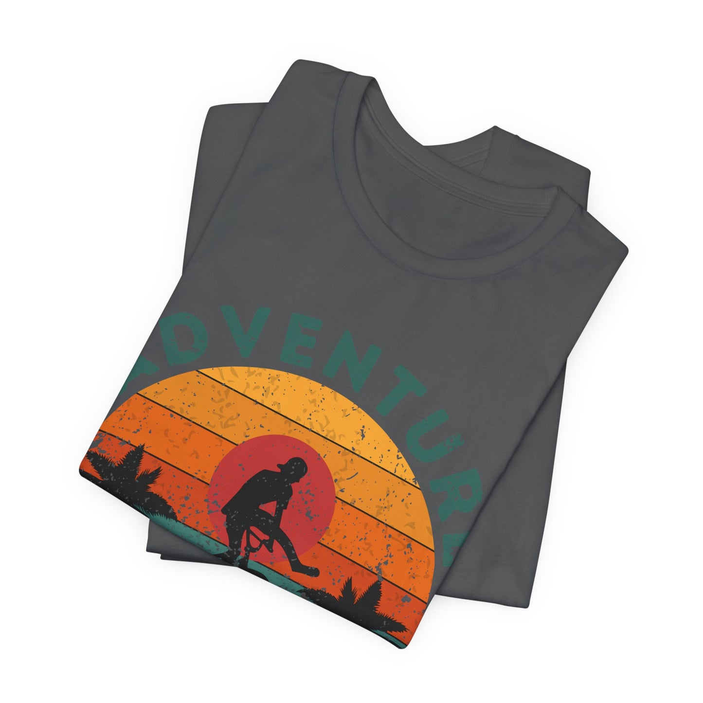 Adventure Awaits Bike Shirt, Retro Cycling Tee, Mountain Bike Shirt, Outdoor Adventure Shirt, Vintage Sunset Biker Tee, Hiking Travel Shirt