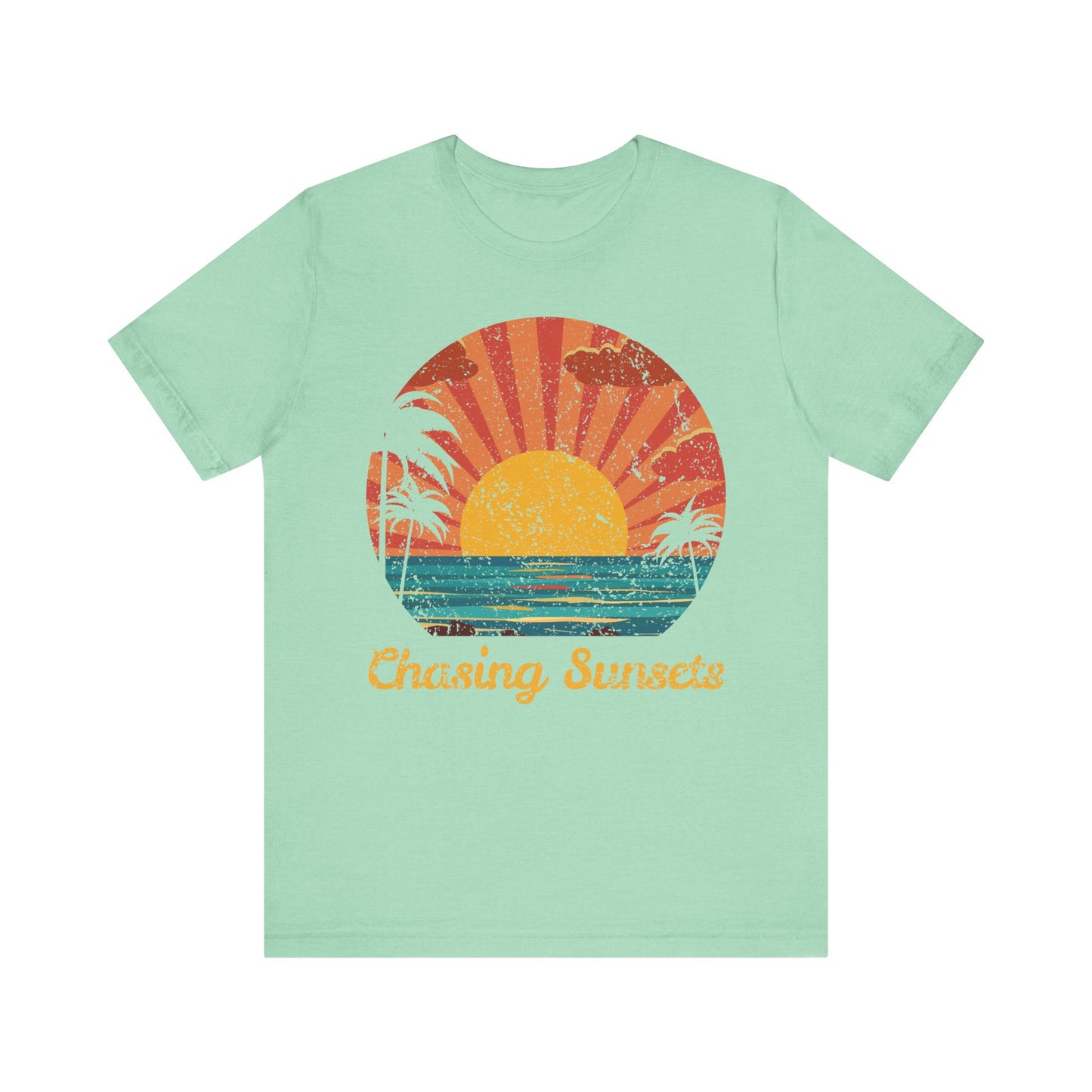 Chasing Sunsets Tee, Unisex Jersey Shirt, Summer Vibes Shirt, Beach Lover Gift, Vacation Tee, Sunset T-Shirt