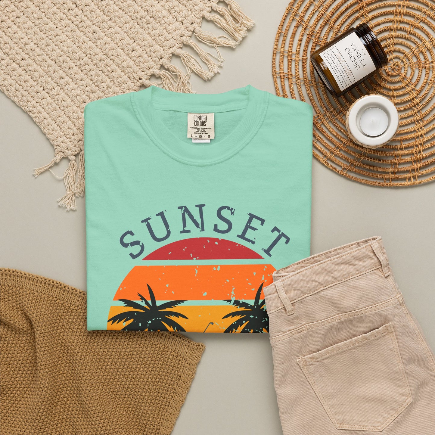Sunset Tee Time Shirt, Coastal Golf Tee, Beach Golf Shirt, Golf Vacation T-Shirt, Sunset Golfer Gift, Golf Lifestyle Apparel