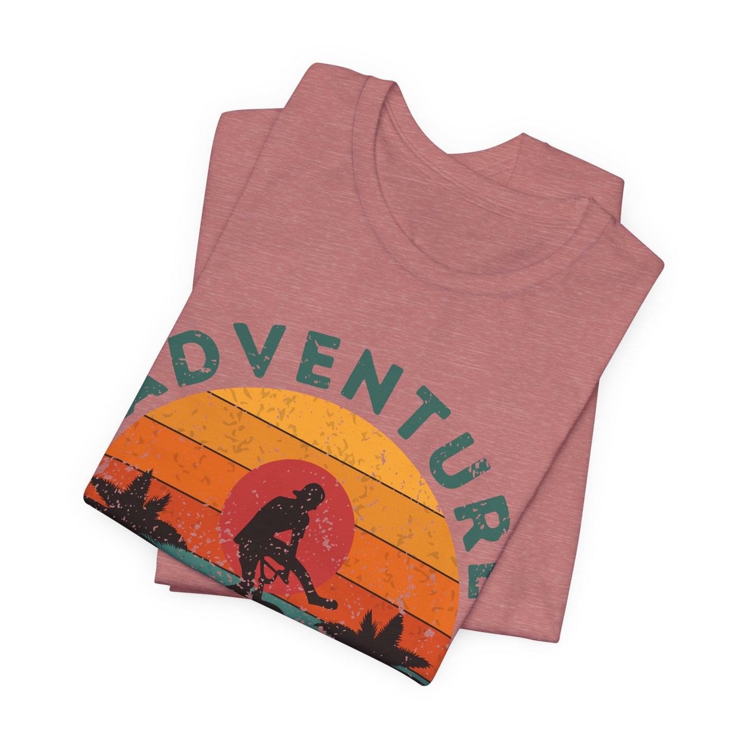 Adventure Awaits Bike Shirt, Retro Cycling Tee, Mountain Bike Shirt, Outdoor Adventure Shirt, Vintage Sunset Biker Tee, Hiking Travel Shirt