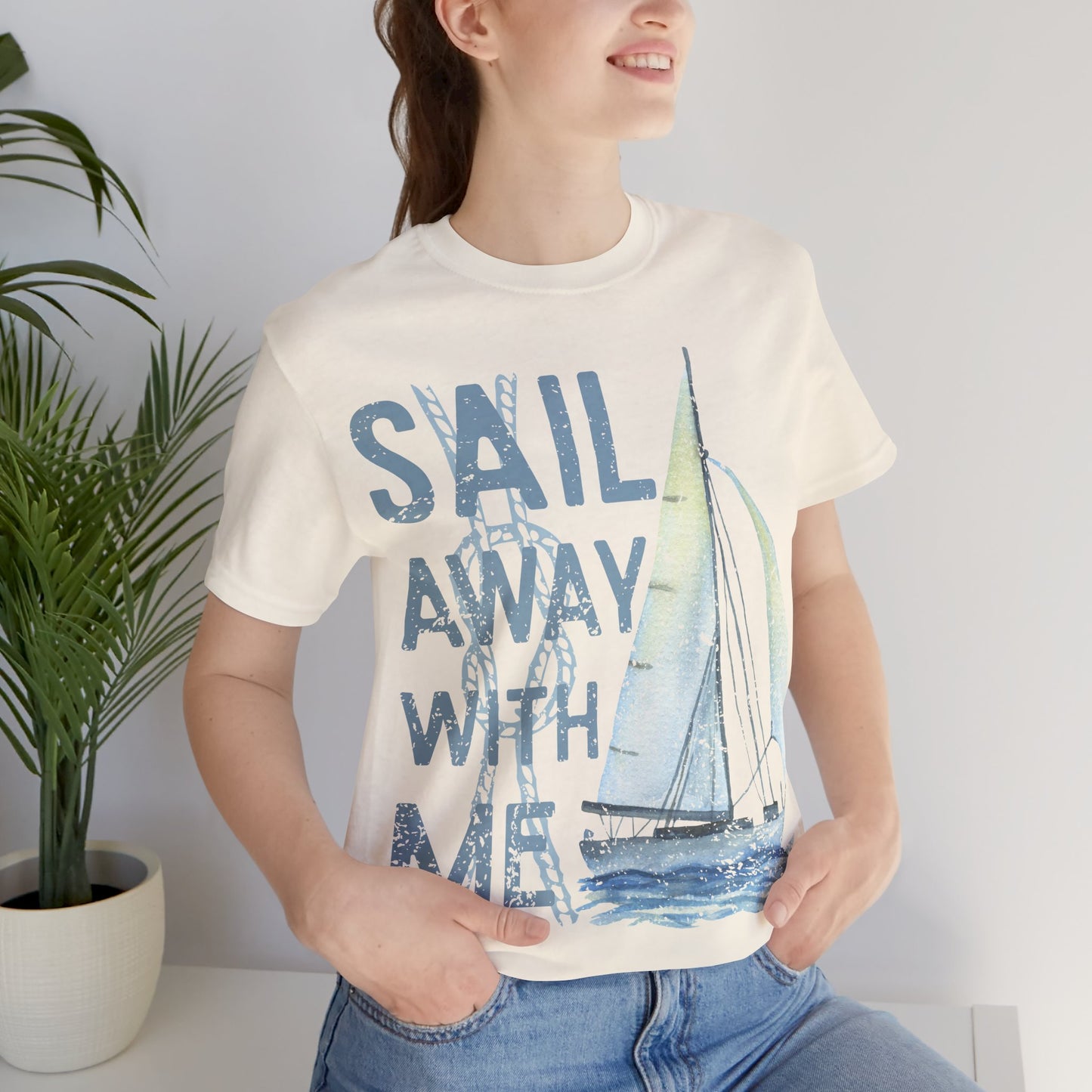 Sail Away With Me Shirt, Coastal Sailboat Tee, Nautical Graphic Tee, Coastal Summer Shirt, Ocean Lover Gift, Retro Beach T-Shirt