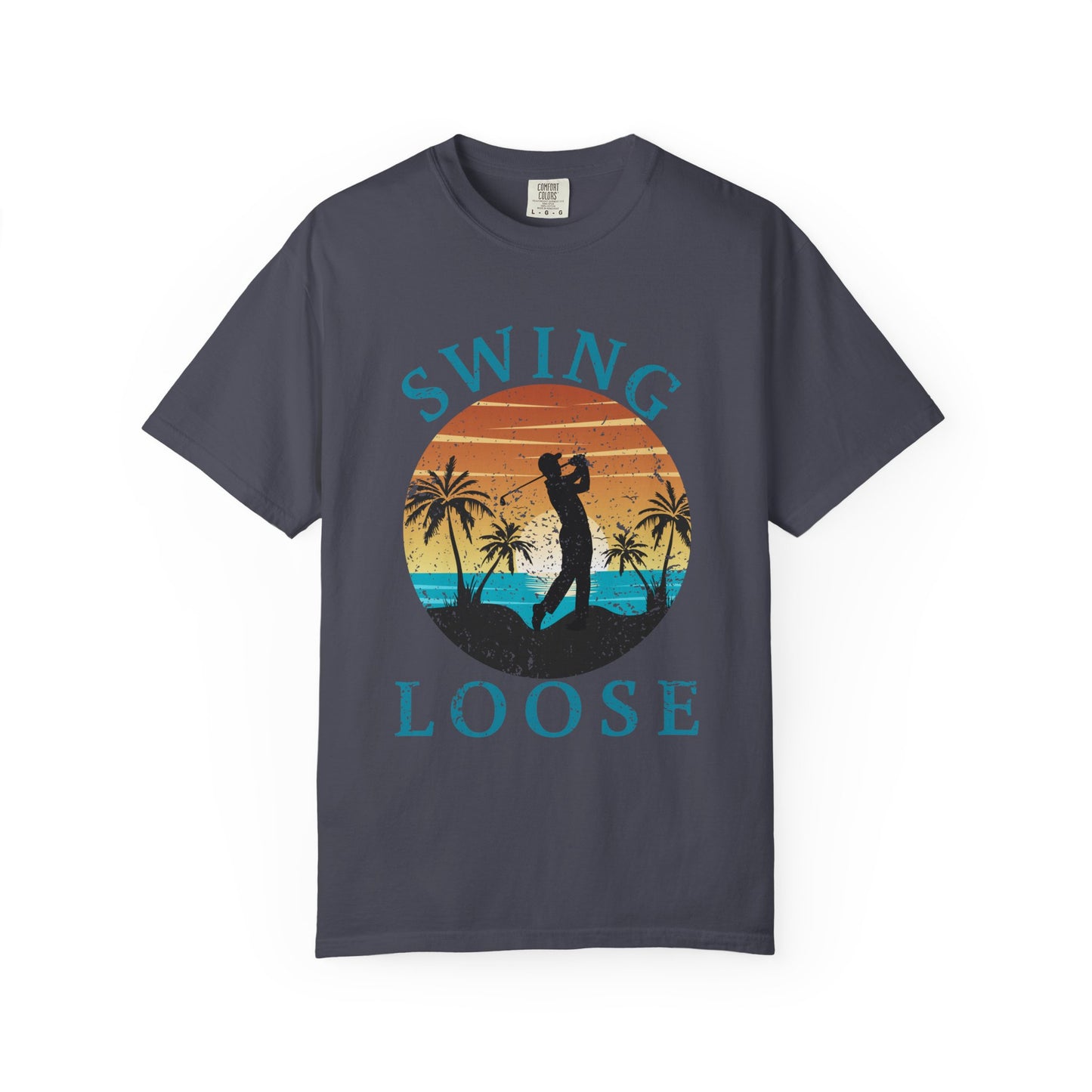 Swing Loose Shirt, Coastal Golf Tee, Beach Golf Shirt, Golf Vacation T-Shirt, Sunset Golf Graphic Tee, Golfer Gift