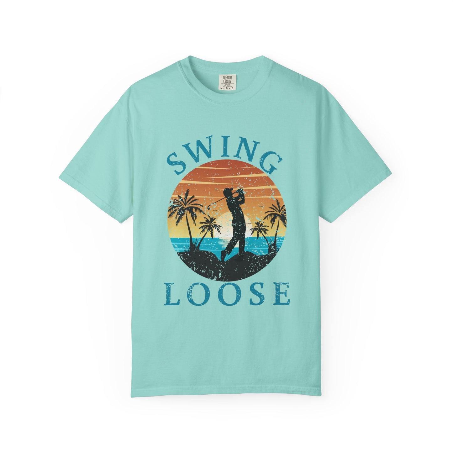 Swing Loose Shirt, Coastal Golf Tee, Beach Golf Shirt, Golf Vacation T-Shirt, Sunset Golf Graphic Tee, Golfer Gift