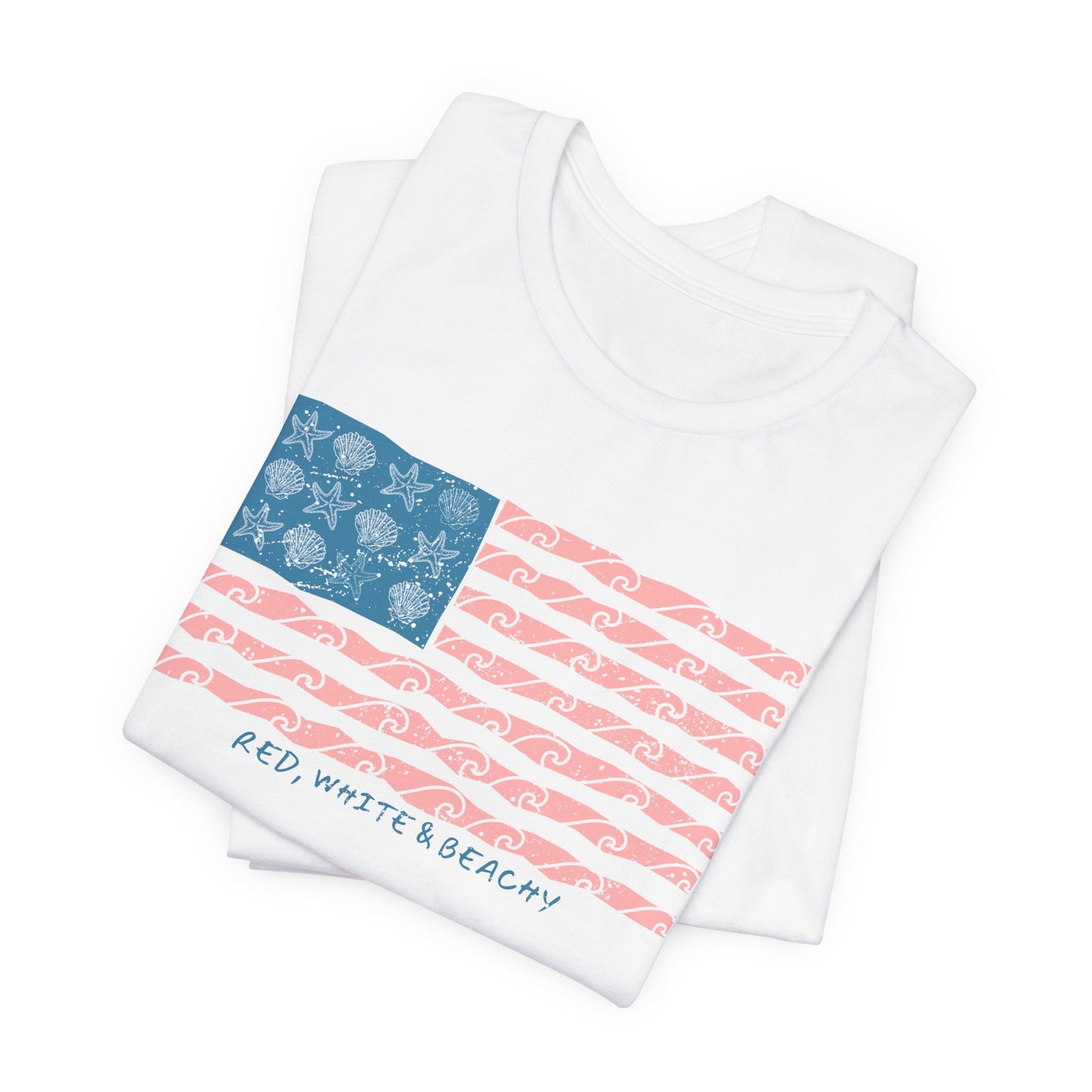 Red, White & Beachy, Vintage American Flag Shirt, Patriotic USA Tee, 4th of July Shirt, Independence Day Outfit, Retro USA Graphic Tee