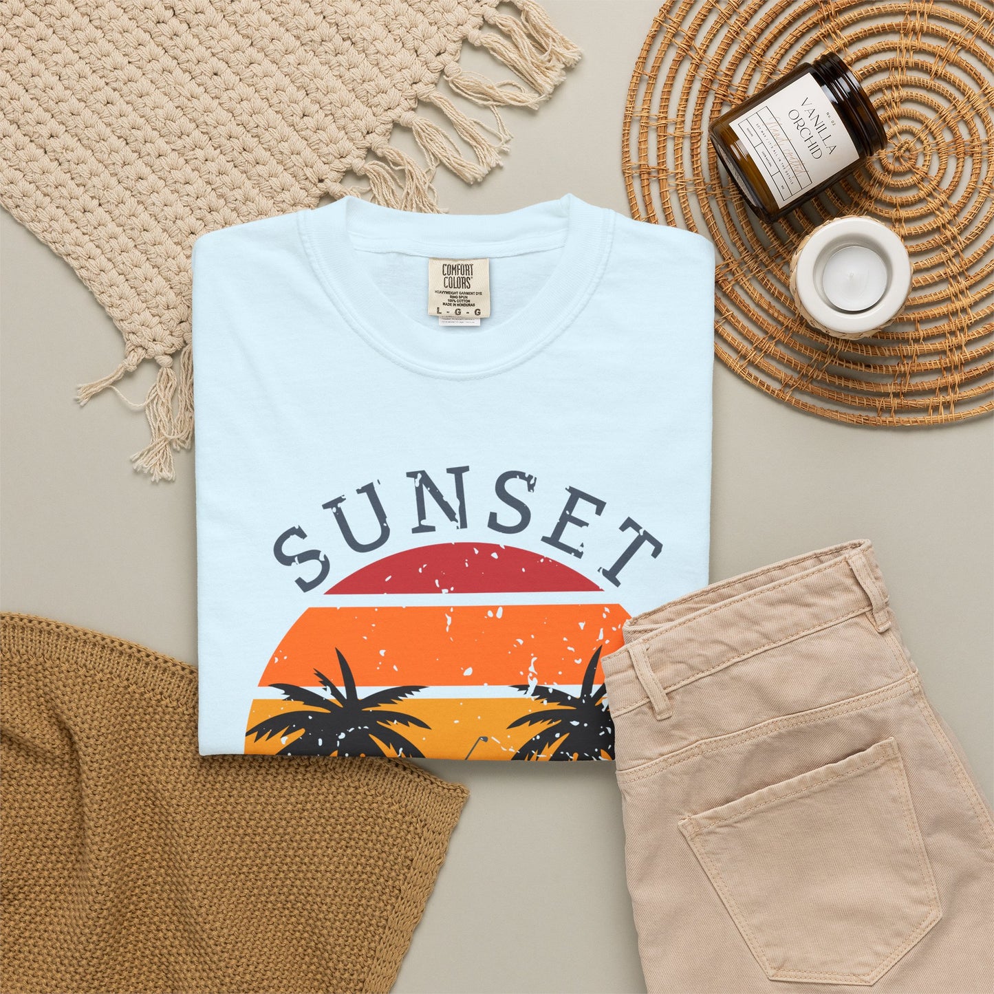Sunset Tee Time Shirt, Coastal Golf Tee, Beach Golf Shirt, Golf Vacation T-Shirt, Sunset Golfer Gift, Golf Lifestyle Apparel