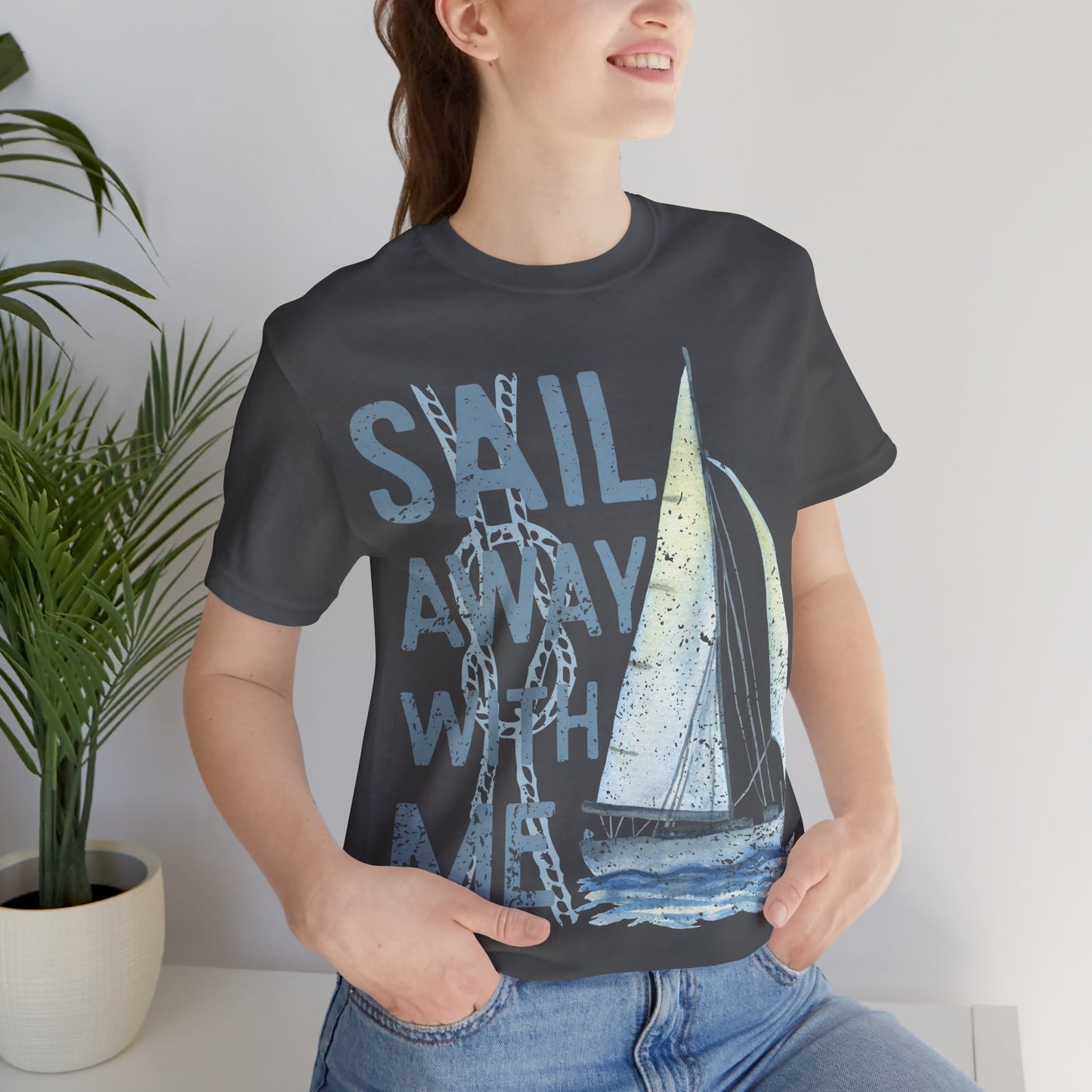 Sail Away With Me Shirt, Coastal Sailboat Tee, Nautical Graphic Tee, Coastal Summer Shirt, Ocean Lover Gift, Retro Beach T-Shirt