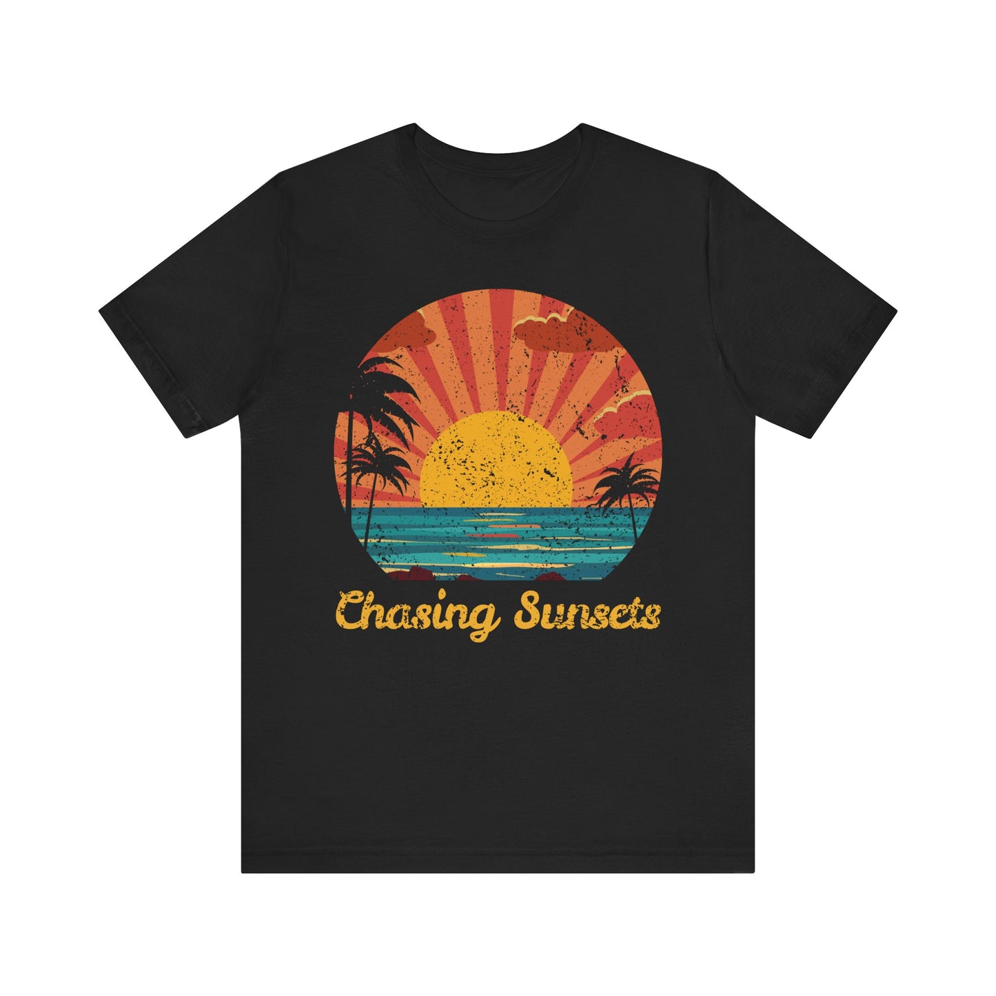 Chasing Sunsets Tee, Unisex Jersey Shirt, Summer Vibes Shirt, Beach Lover Gift, Vacation Tee, Sunset T-Shirt