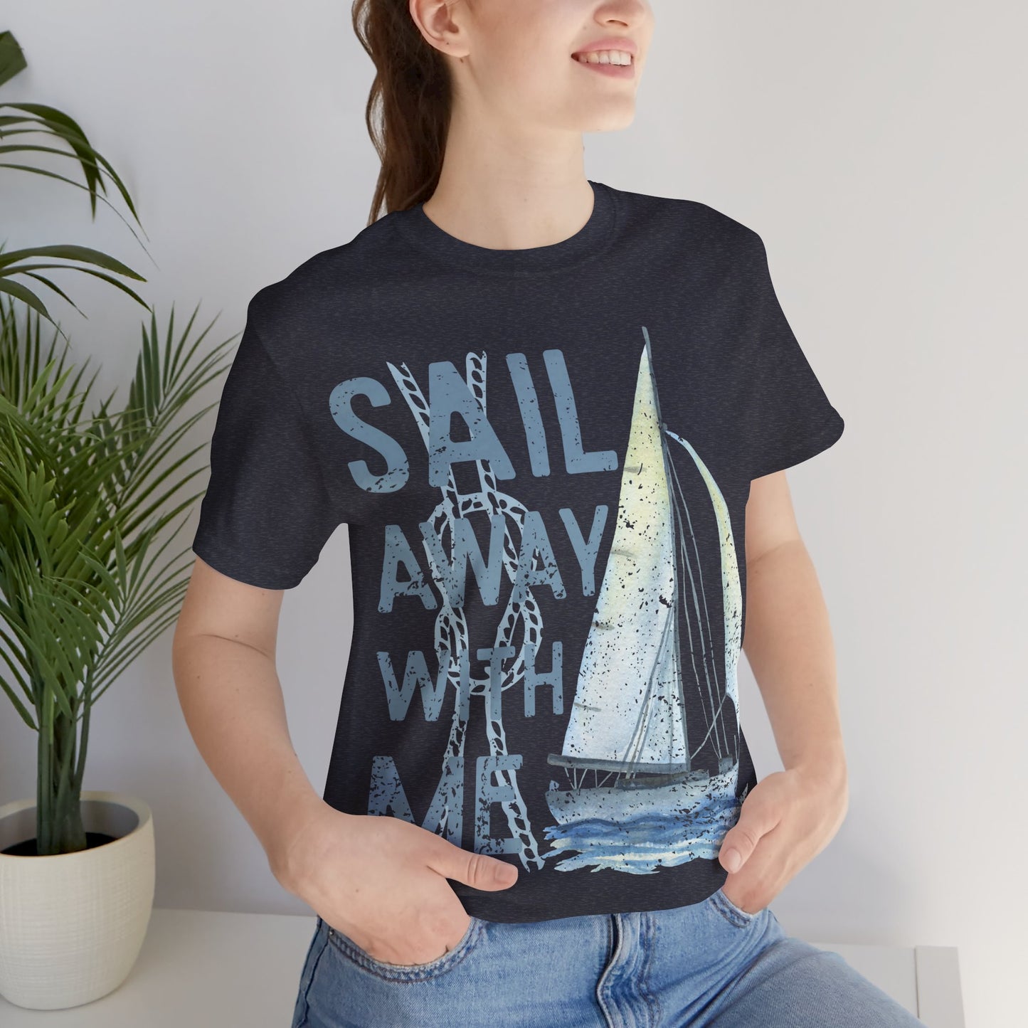 Sail Away With Me Shirt, Coastal Sailboat Tee, Nautical Graphic Tee, Coastal Summer Shirt, Ocean Lover Gift, Retro Beach T-Shirt