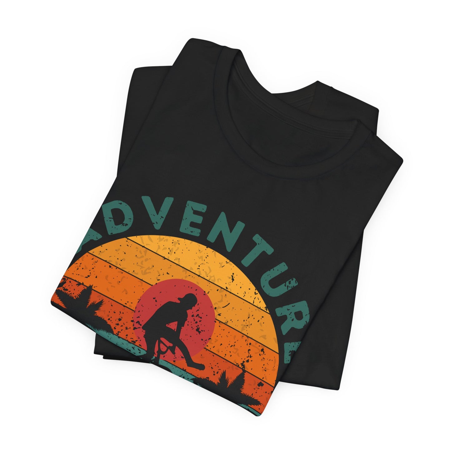 Adventure Awaits Bike Shirt, Retro Cycling Tee, Mountain Bike Shirt, Outdoor Adventure Shirt, Vintage Sunset Biker Tee, Hiking Travel Shirt