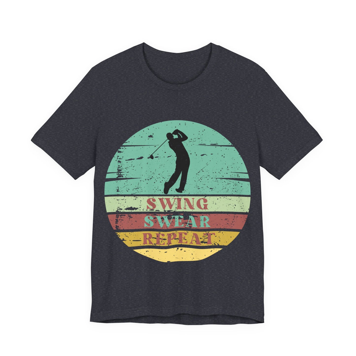 Swing Swear Repeat Golf Shirt, Funny Golf Tee, Retro Golf Shirt, Golfer Gift, Vintage Sunset Golf Tee, Golf Lover Shirt, Golf Humor Tee