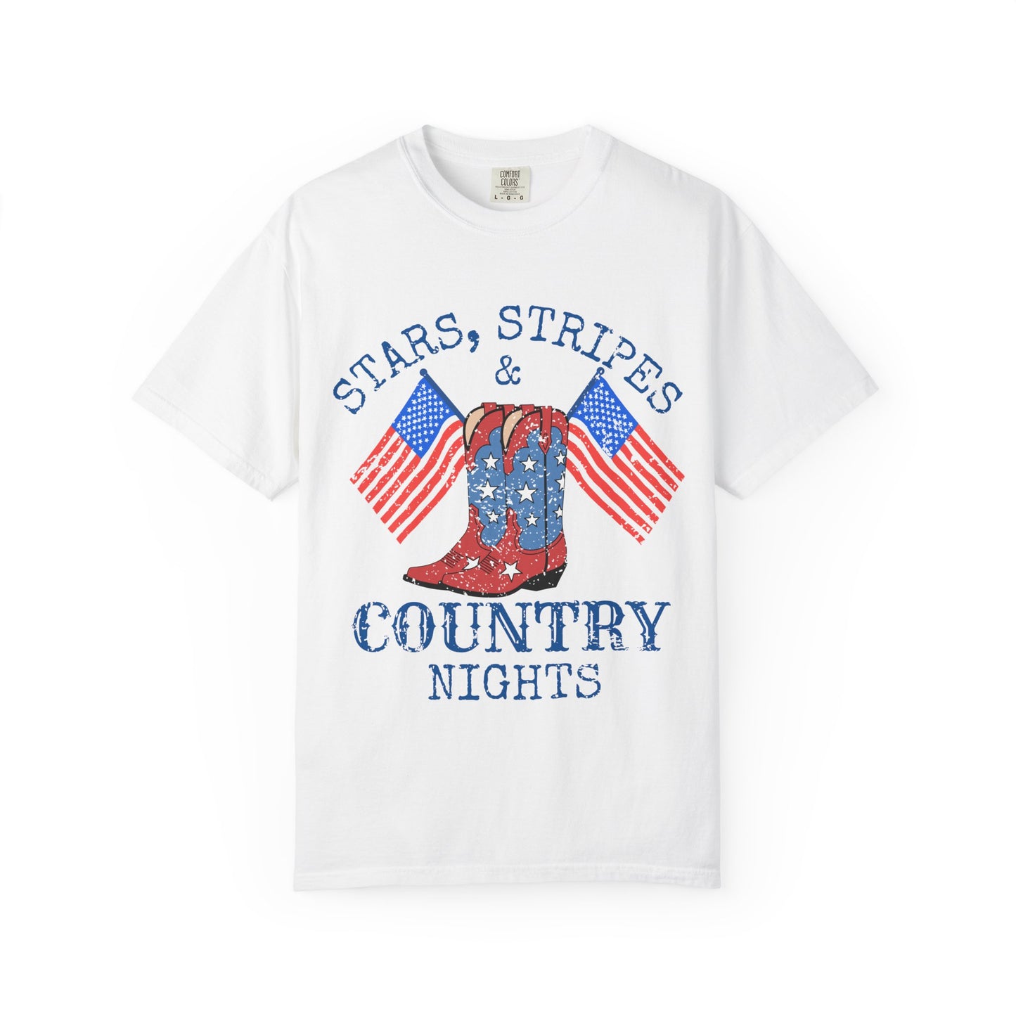 Stars Stripes & Country Nights Shirt, Patriotic Country Shirt, 4th of July Tee, Cowgirl Boots Shirt, Americana Western Tee