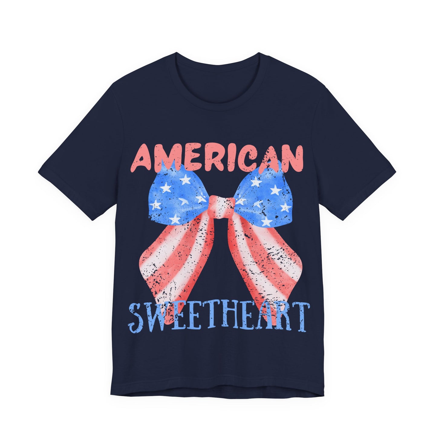 American Sweetheart Shirt, Patriotic Bow Tee, 4th of July Shirt for Women, Americana Tee, Cute USA Graphic T-Shirt, Retro July 4th Top
