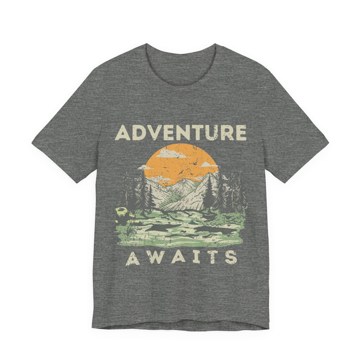 Adventure Awaits Shirt, Hiking Graphic Tee, Outdoor Nature Shirt, Mountain Sunset Tee, Camping Shirt, National Park Shirt, Travel Tee