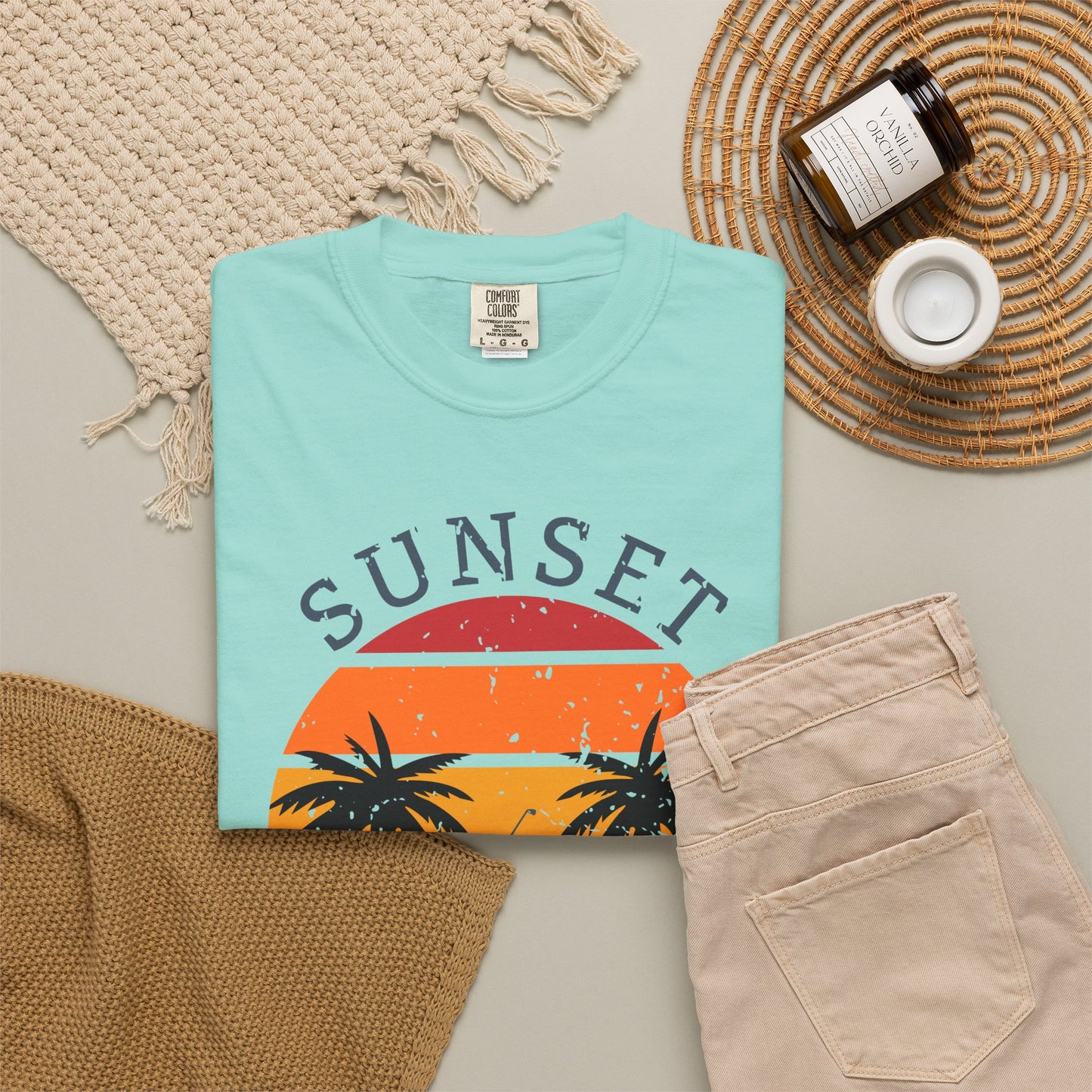 Sunset Tee Time Shirt, Coastal Golf Tee, Beach Golf Shirt, Golf Vacation T-Shirt, Sunset Golfer Gift, Golf Lifestyle Apparel