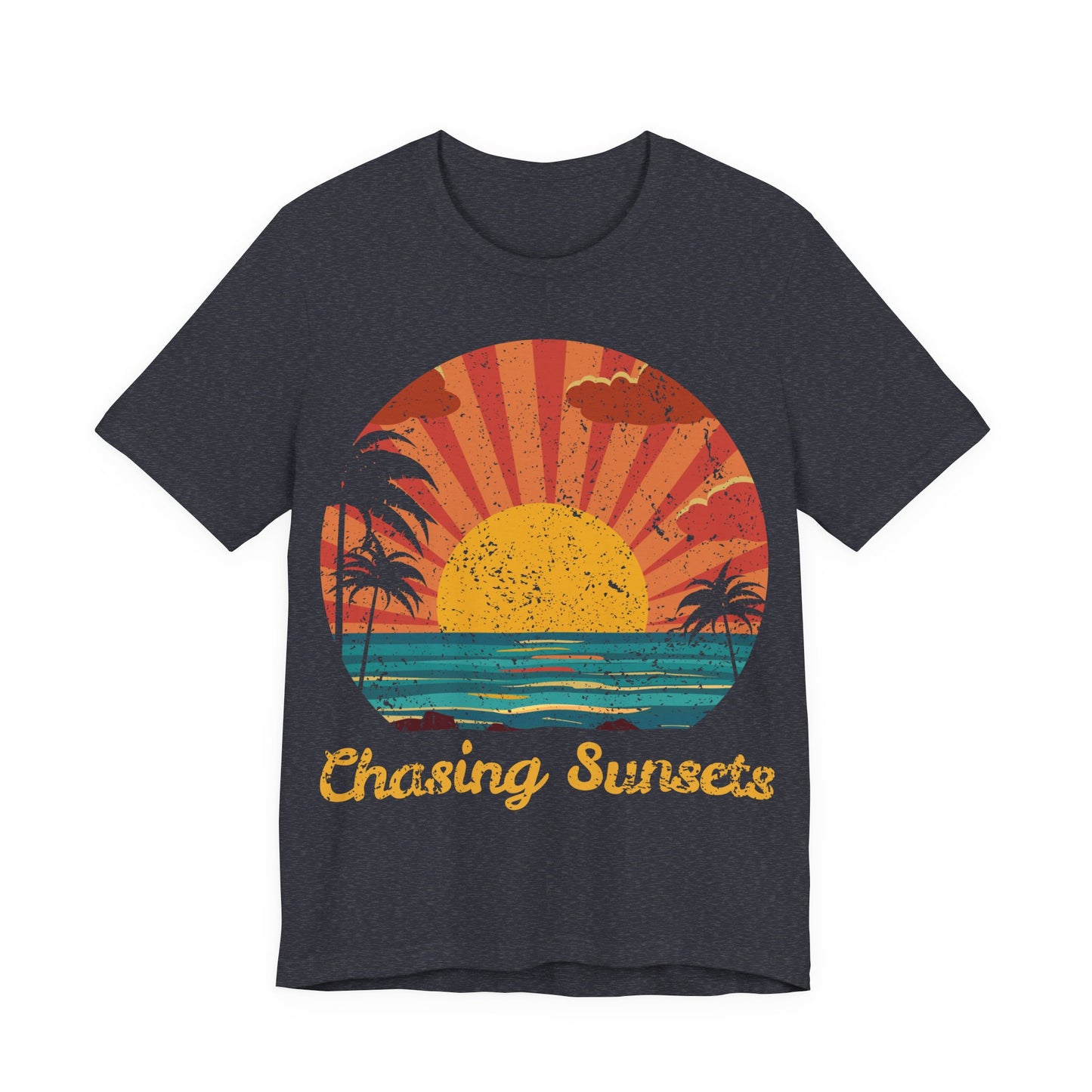 Chasing Sunsets Shirt, Retro Beach Sunset Tee, Coastal Summer Shirt, Ocean Graphic Tee, Vacation Shirt, Beach Lover Tee