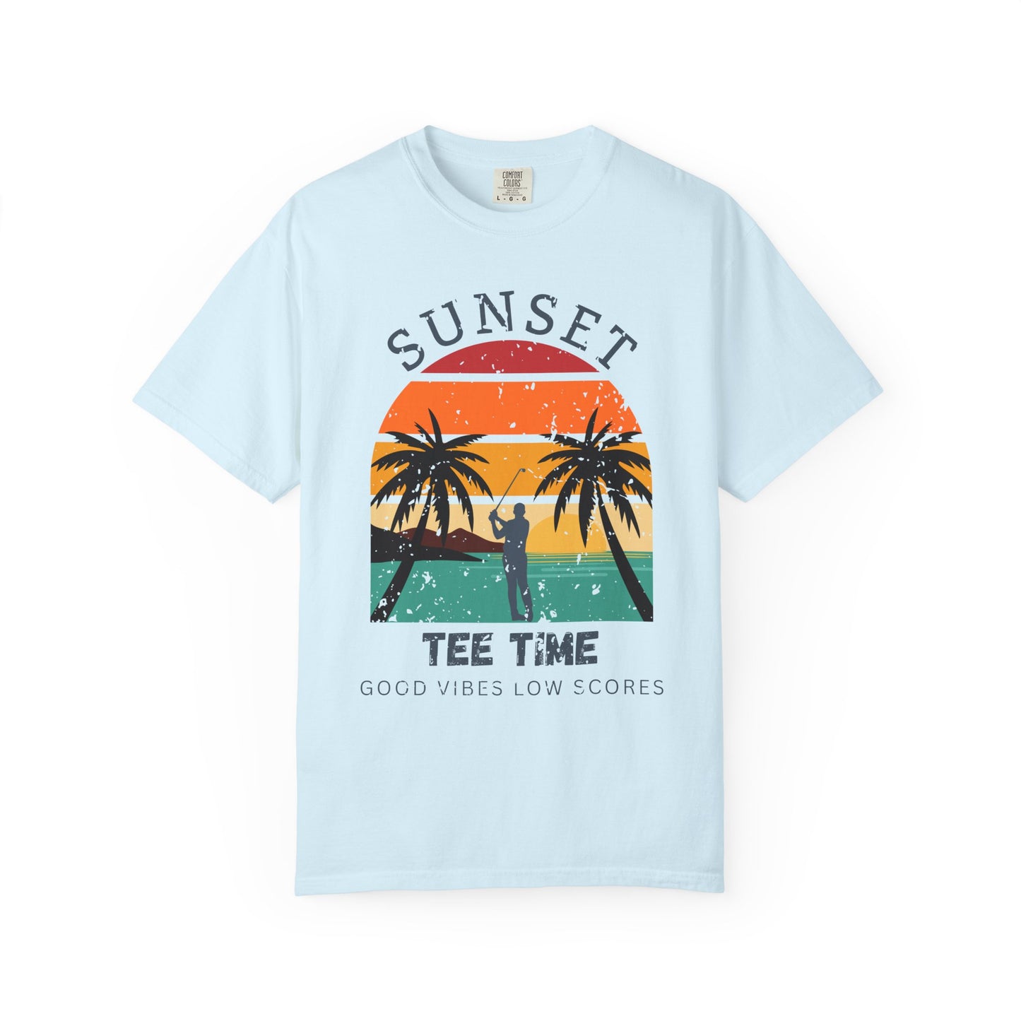 Sunset Tee Time Shirt, Coastal Golf Tee, Beach Golf Shirt, Golf Vacation T-Shirt, Sunset Golfer Gift, Golf Lifestyle Apparel