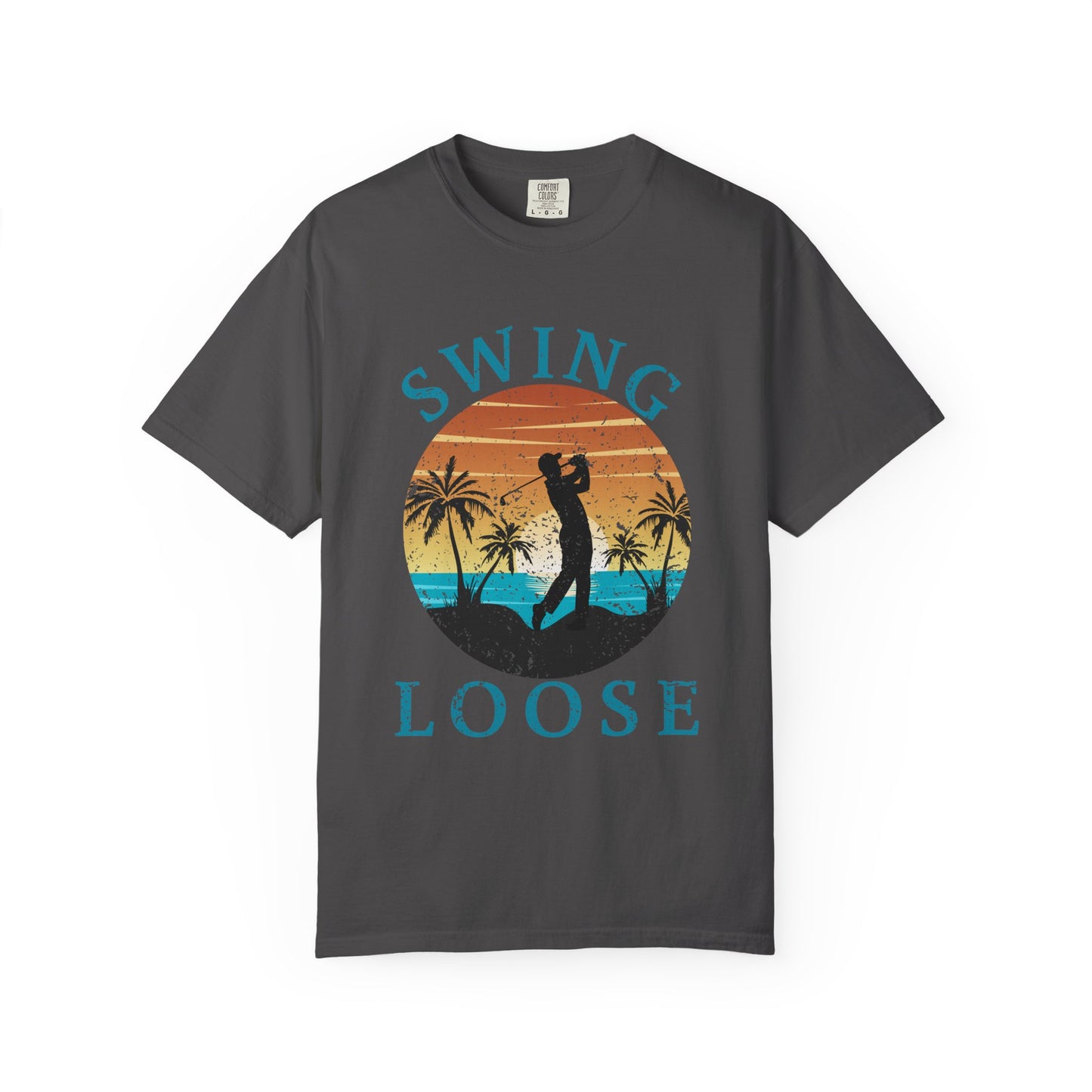 Swing Loose Shirt, Coastal Golf Tee, Beach Golf Shirt, Golf Vacation T-Shirt, Sunset Golf Graphic Tee, Golfer Gift