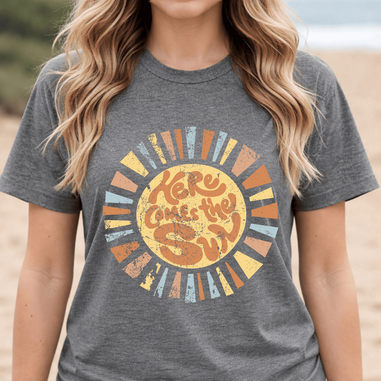 Here Comes the Sun Shirt, Retro Summer Tee, Vintage Sunshine Shirt, 4th of July Shirt, Boho Summer Graphic Tee