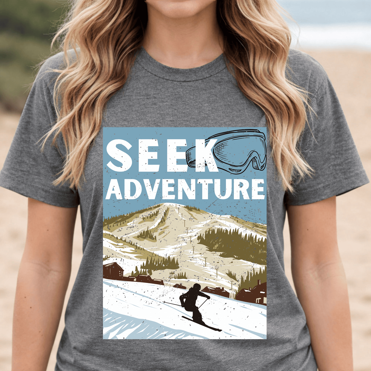 Seek Adventure Shirt, Ski Graphic Tee, Winter Mountain Shirt, Snowboarding Tee, Ski Trip Shirt, Outdoor Adventure Shirt, Travel Tee