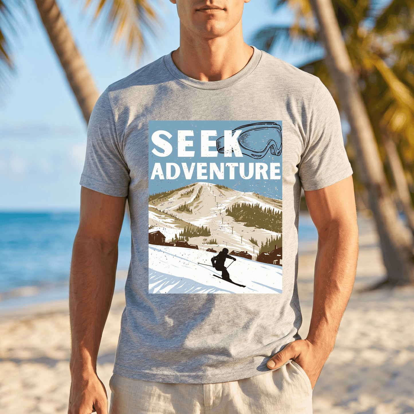 Seek Adventure Shirt, Ski Graphic Tee, Winter Mountain Shirt, Snowboarding Tee, Ski Trip Shirt, Outdoor Adventure Shirt, Travel Tee