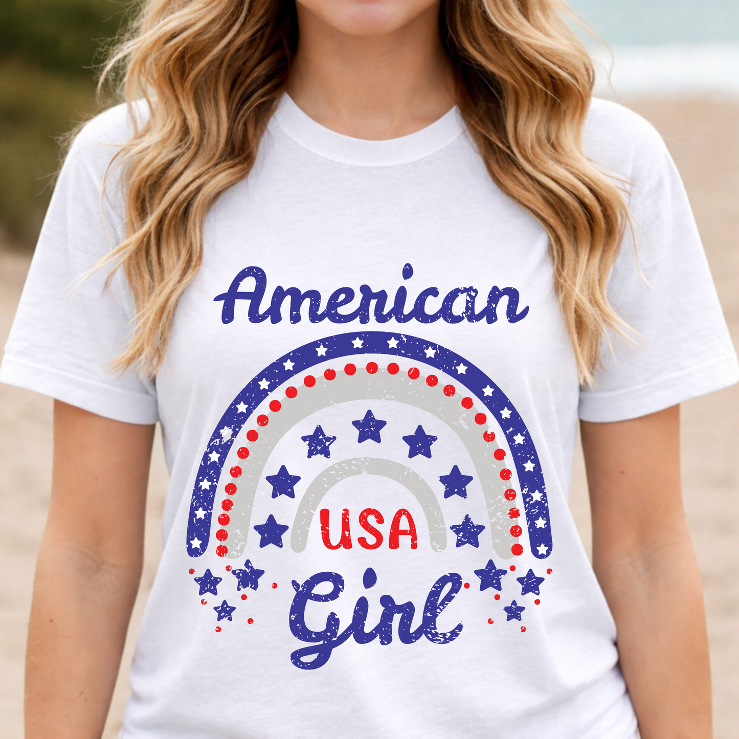 American Girl Shirt, 4th of July Shirt Women, Patriotic USA Tee, Cute Independence Day Outfit, Red White Blue Shirt, USA Graphic Tee