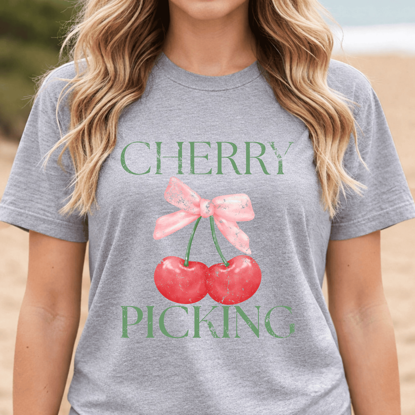 Cherry Picking Shirt, Coquette Aesthetic Tee, Cute Cherry Bow Shirt, Preppy Graphic Tee, Girly Summer Shirt, Trendy Cute Tee, Fruit Shirt
