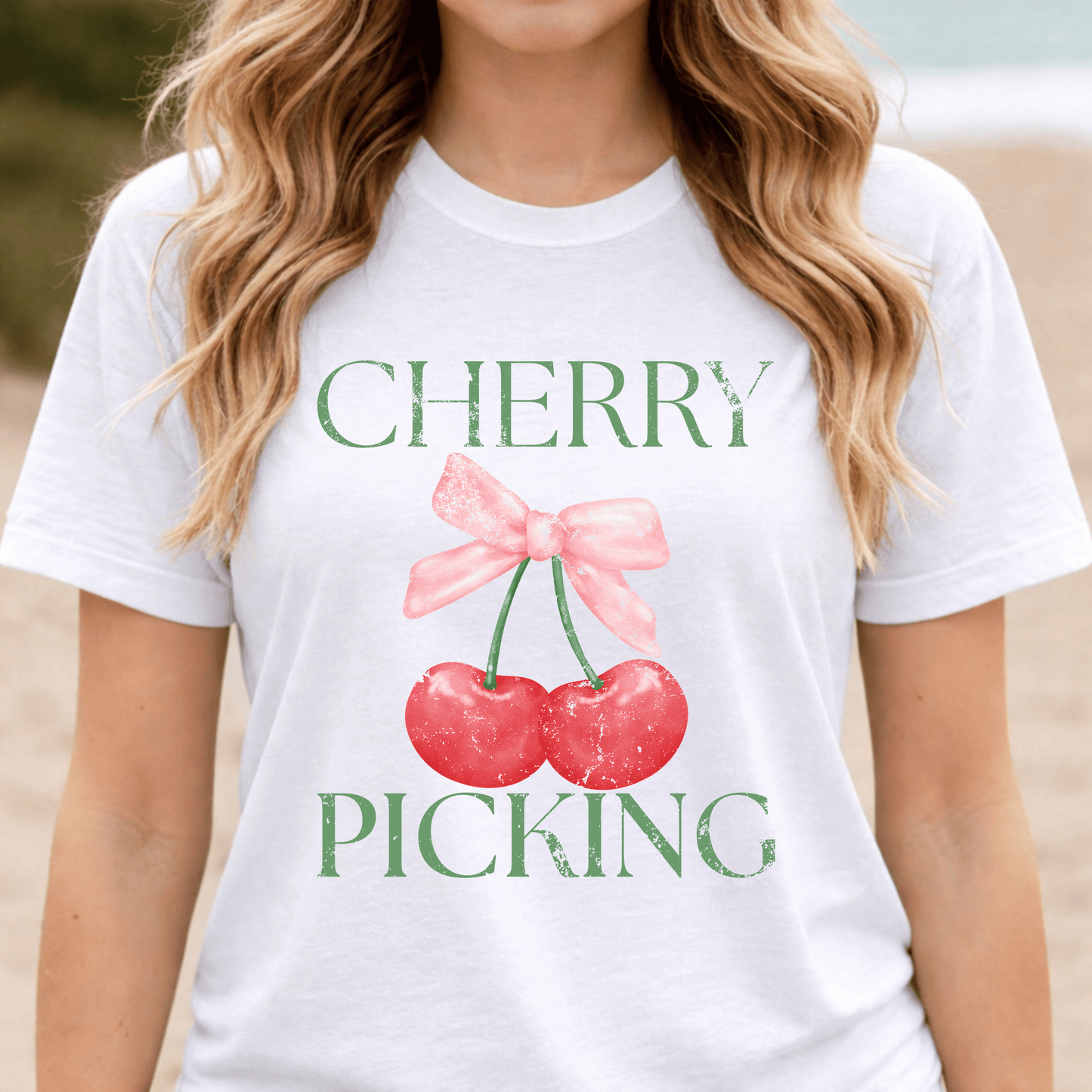 Cherry Picking Shirt, Coquette Aesthetic Tee, Cute Cherry Bow Shirt, Preppy Graphic Tee, Girly Summer Shirt, Trendy Cute Tee, Fruit Shirt