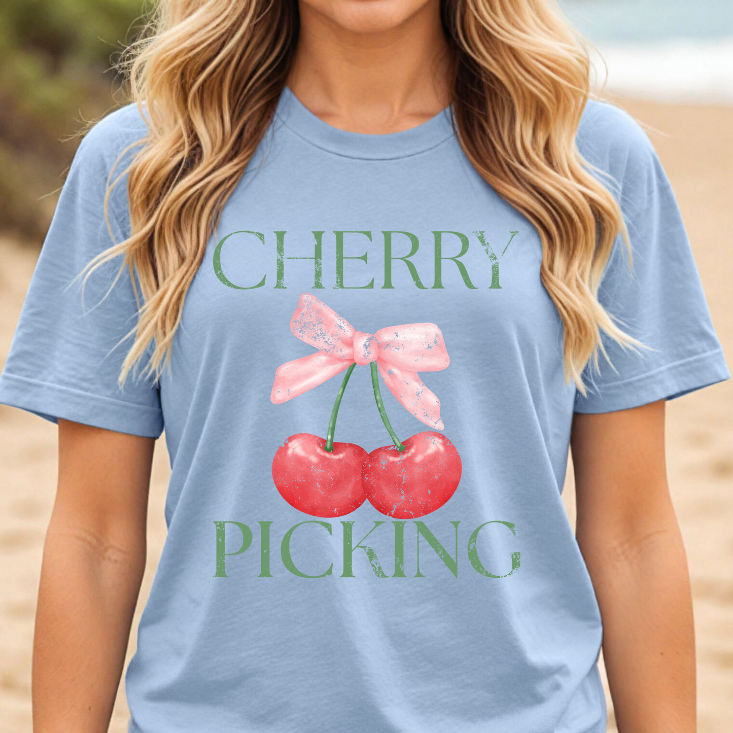 Cherry Picking Shirt, Coquette Aesthetic Tee, Cute Cherry Bow Shirt, Preppy Graphic Tee, Girly Summer Shirt, Trendy Cute Tee, Fruit Shirt