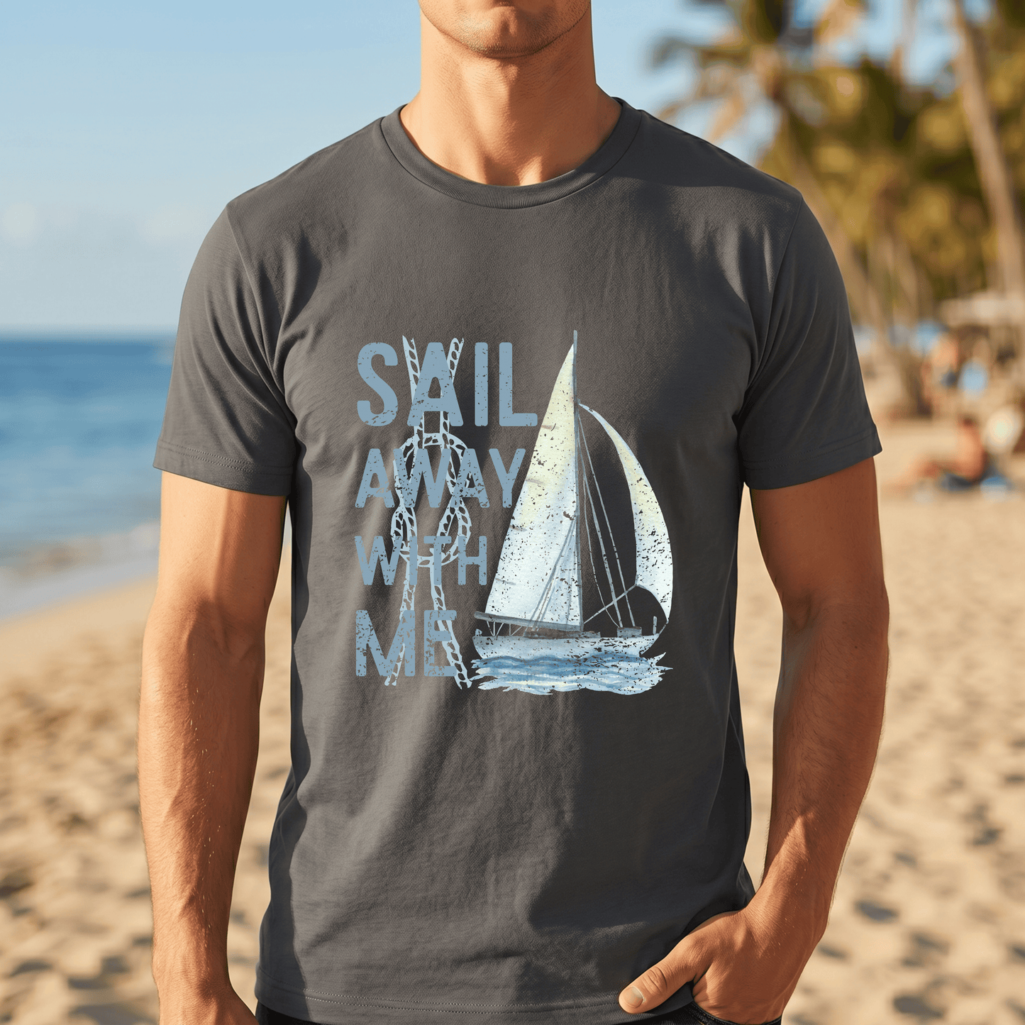 Sail Away With Me Shirt, Coastal Sailboat Tee, Nautical Graphic Tee, Coastal Summer Shirt, Ocean Lover Gift, Retro Beach T-Shirt