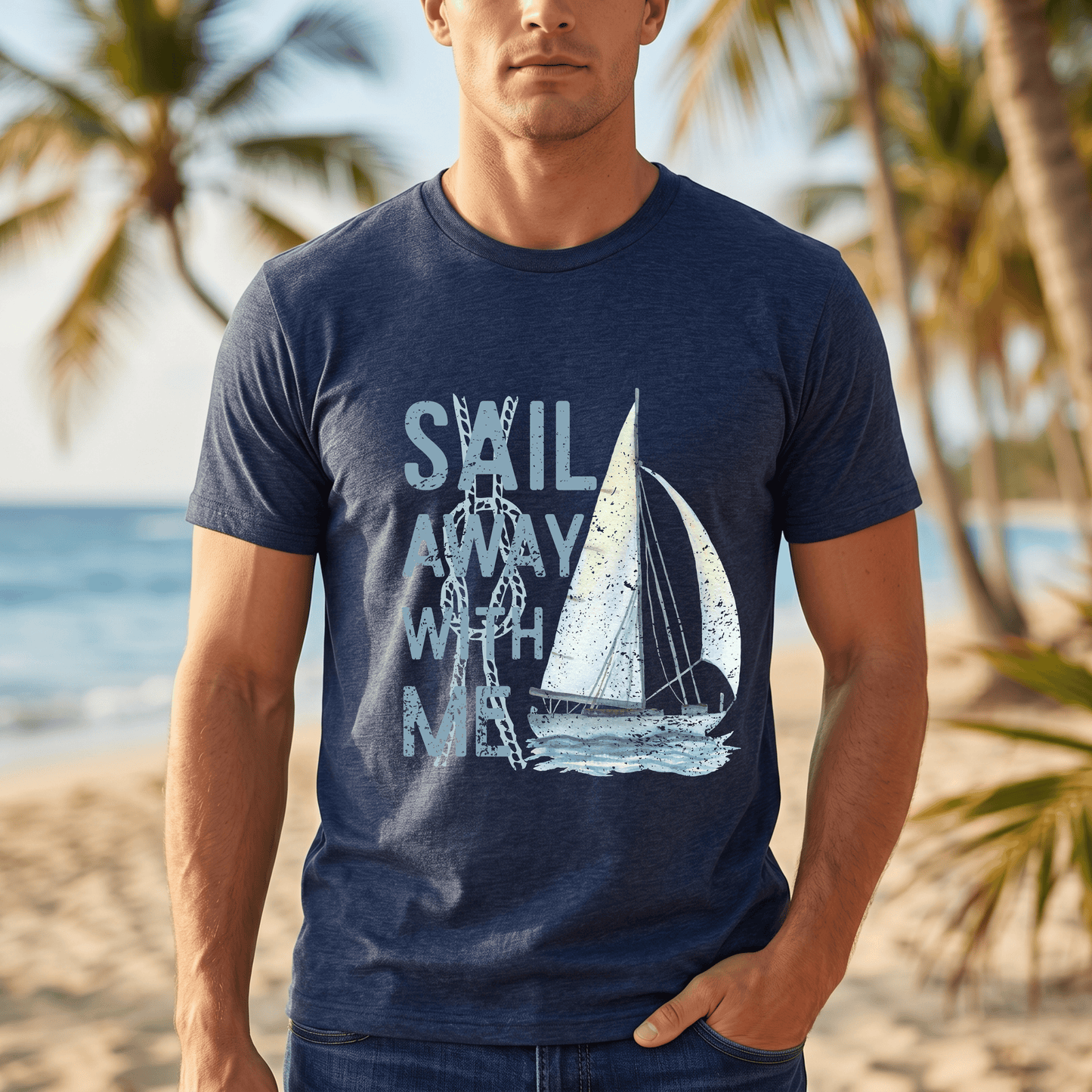 Sail Away With Me Shirt, Coastal Sailboat Tee, Nautical Graphic Tee, Coastal Summer Shirt, Ocean Lover Gift, Retro Beach T-Shirt