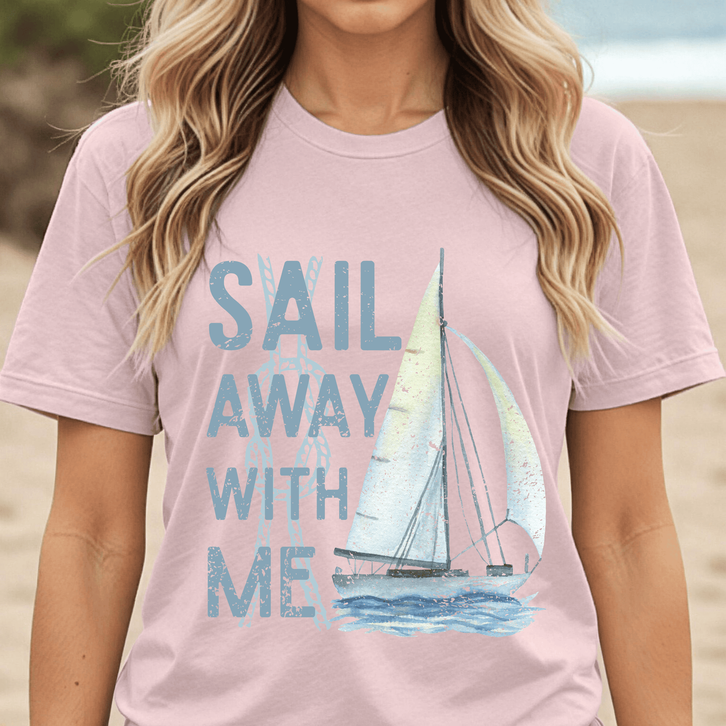 Sail Away With Me Shirt, Coastal Sailboat Tee, Nautical Graphic Tee, Coastal Summer Shirt, Ocean Lover Gift, Retro Beach T-Shirt