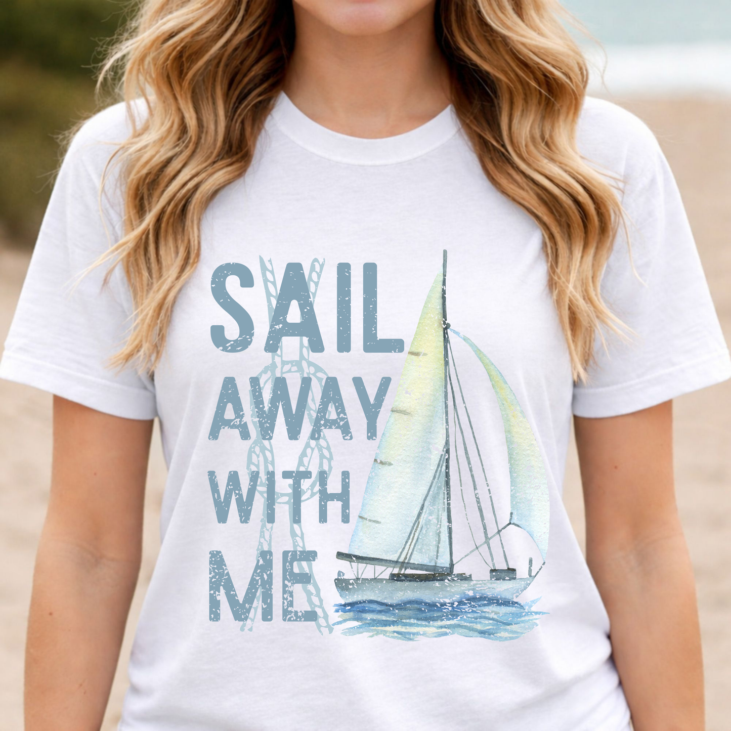 Sail Away With Me Shirt, Coastal Sailboat Tee, Nautical Graphic Tee, Coastal Summer Shirt, Ocean Lover Gift, Retro Beach T-Shirt
