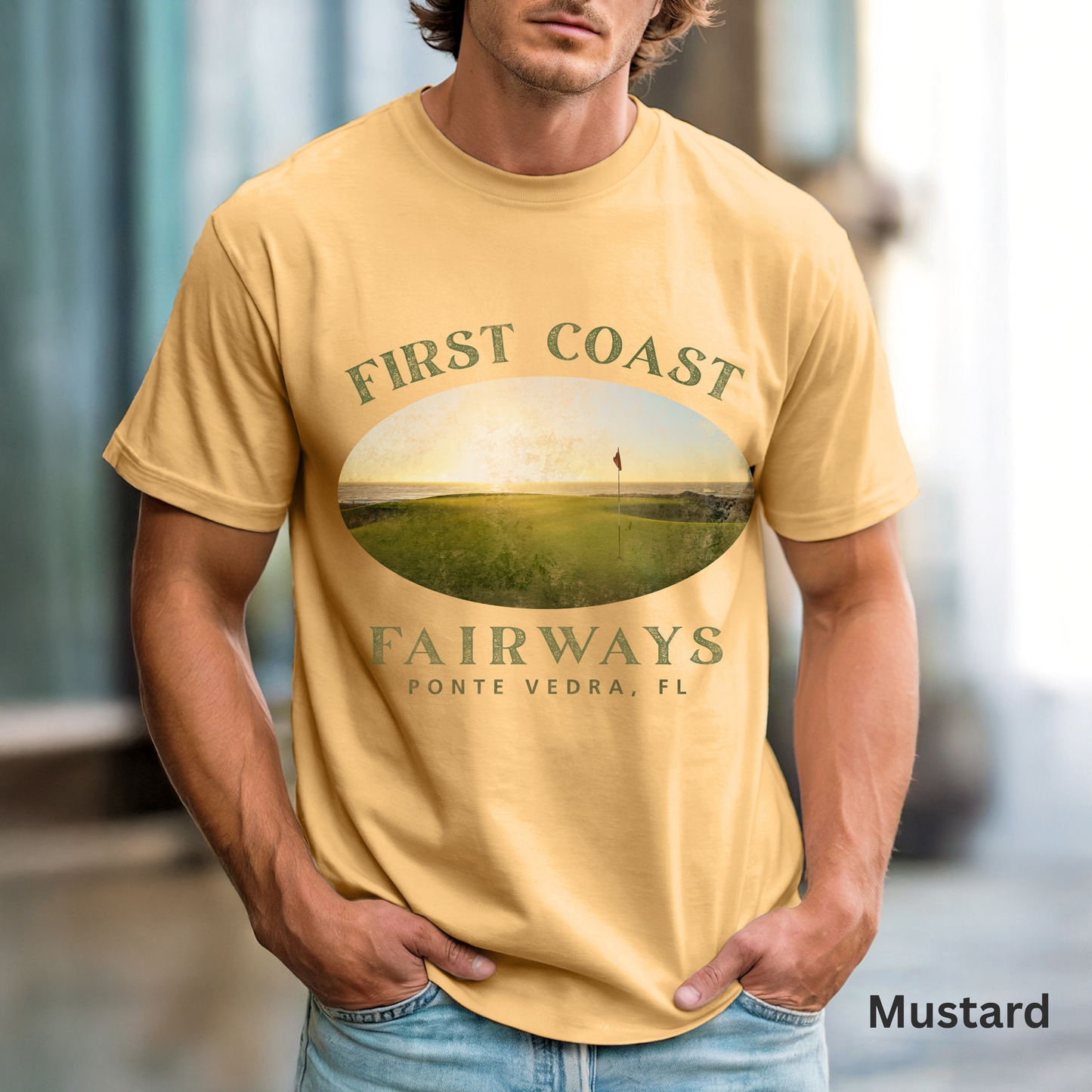 Sunset Coast Fairways Shirt, Coastal Golf Shirt, Beach Golf Tee, Golf Vacation T-Shirt, Golf Lover Gift, Coastal Lifestyle Apparel