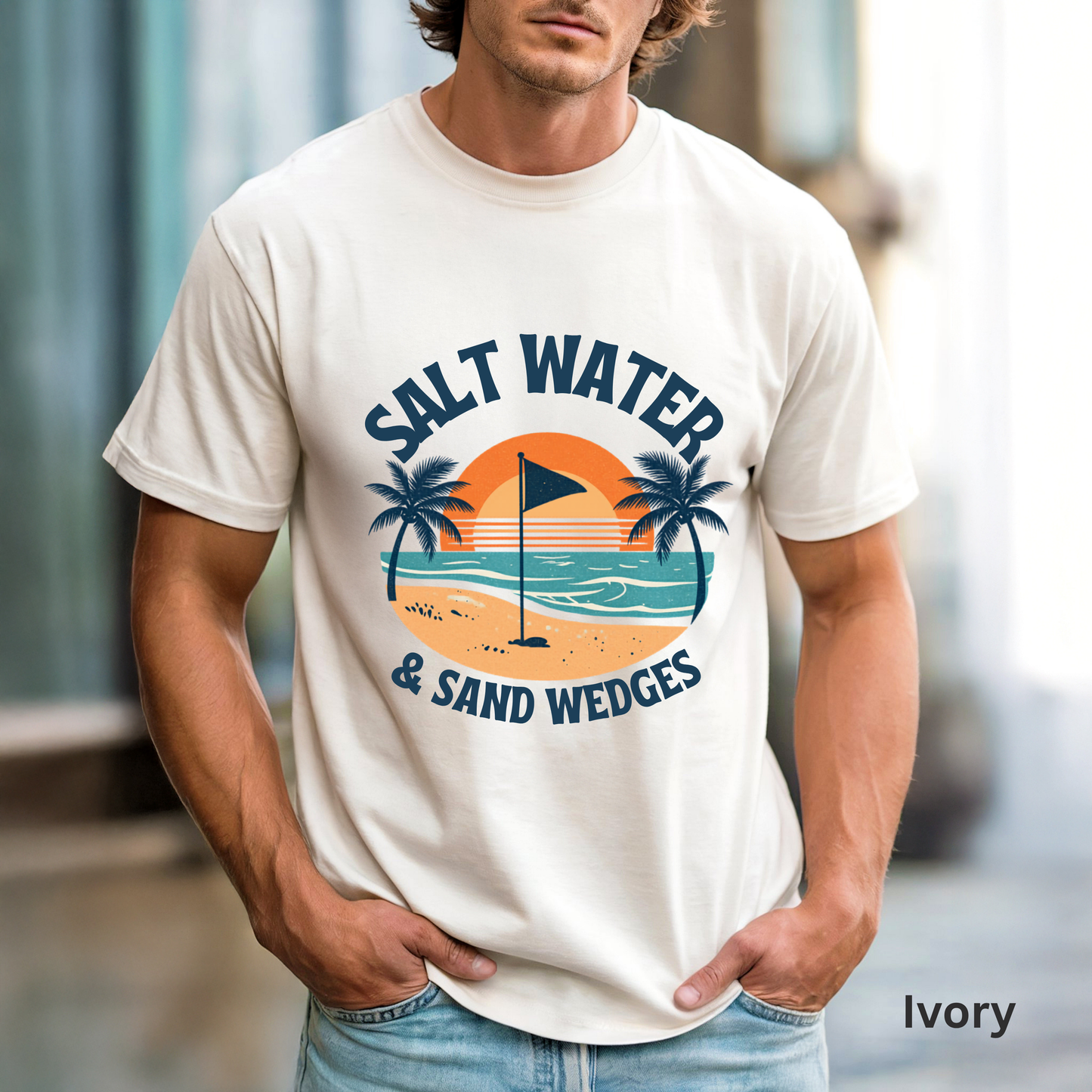 Salt Water & Tee Times Shirt, Coastal Golf Shirt, Beach Golf Tee, Golf Vacation Tee, Golf Lover Gift, Coastal Apparel, Summer Golf Shirt