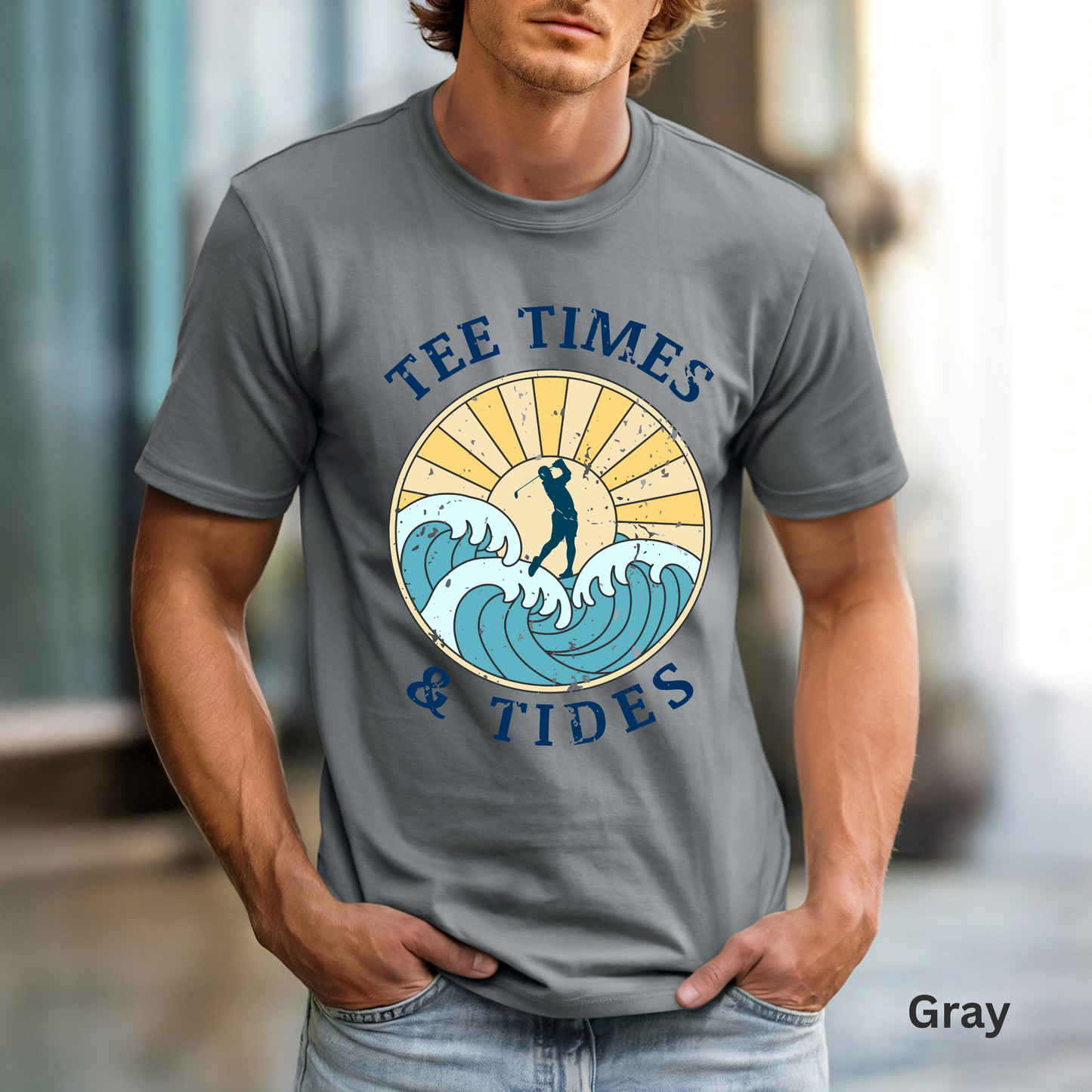 Tee Times & Tides Shirt, Coastal Golf Shirt, Beach Golf Tee, Golf Vacation Tee, Ocean Golf Graphic Tee, Golfer Gift, Coastal Apparel